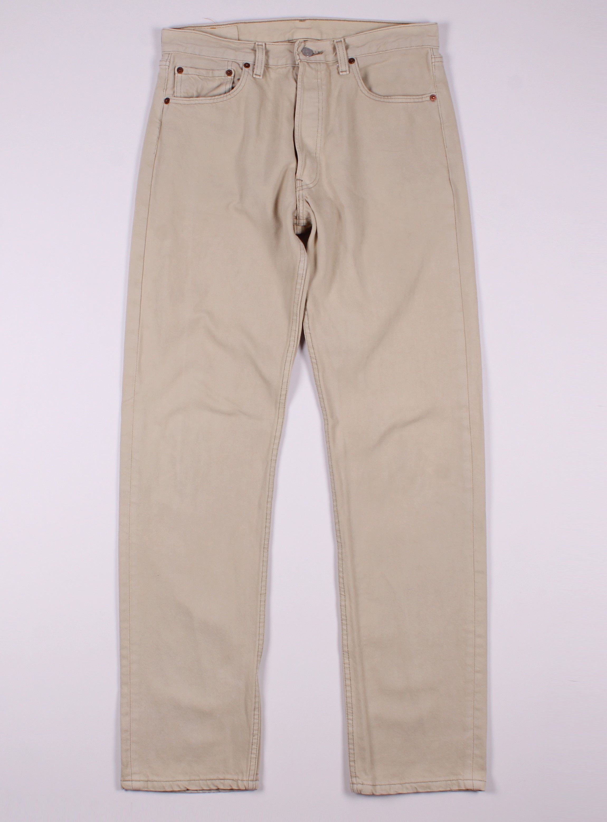 Levi's × Levi's Vintage Clothing Vintage 90's LEVI'S 501 Cream Straight Denim Jeans Size US 33 - 1 Thumbnail