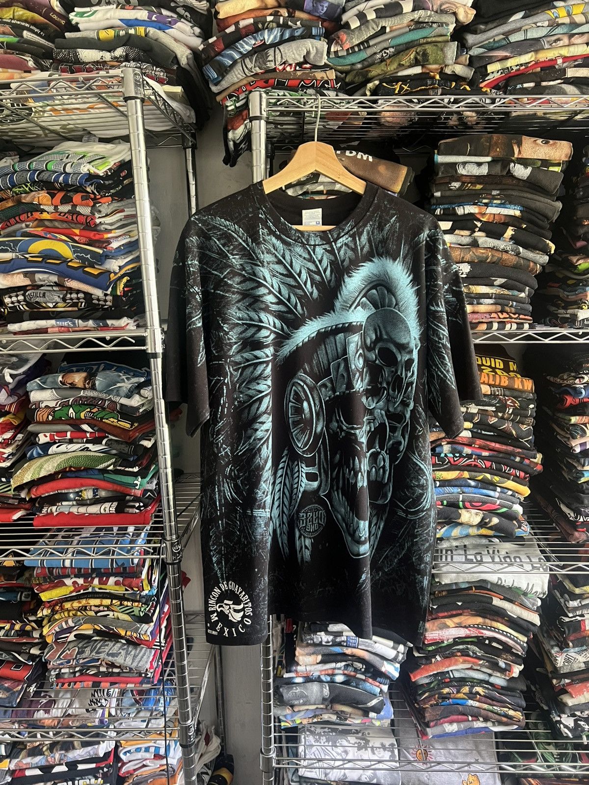 Vintage Y2K Native American Skull All Over Print Culture Tee Size US XL / EU 56 / 4 - 1 Thumbnail