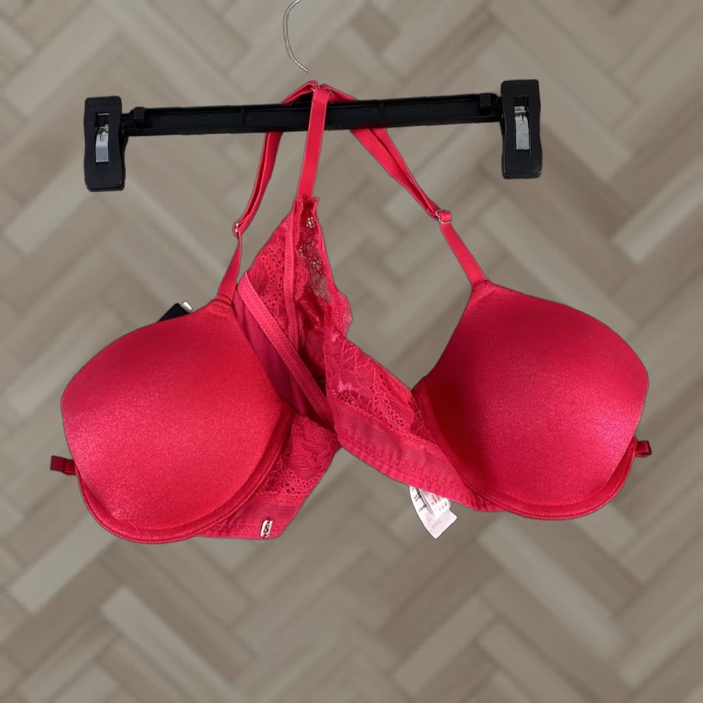 Pinko VINTAGE Enhance Hot Pink Lace Push Up Bra 34B Juniors Womens American Size ONE SIZE - 1 Thumbnail