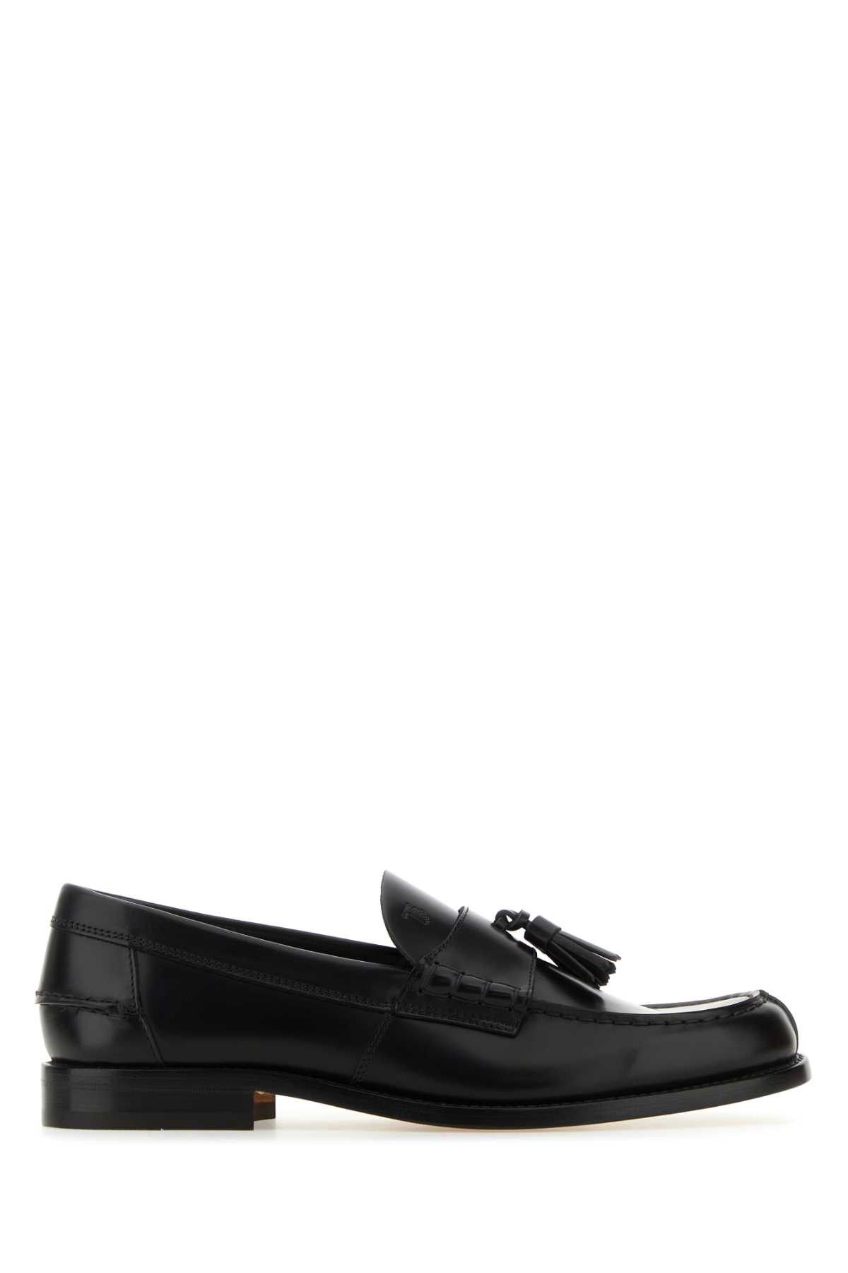 image of Tods Black Leather Loafers, Men's (Size 12)