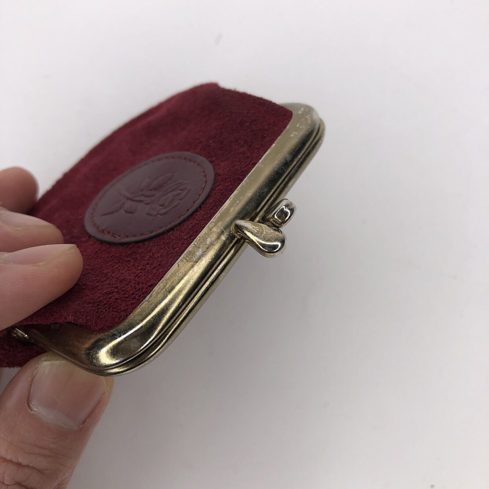 Other VTG Victorian Lady Burgundy Suede Coin Purse Clip Rose Size ONE SIZE - 11 Thumbnail