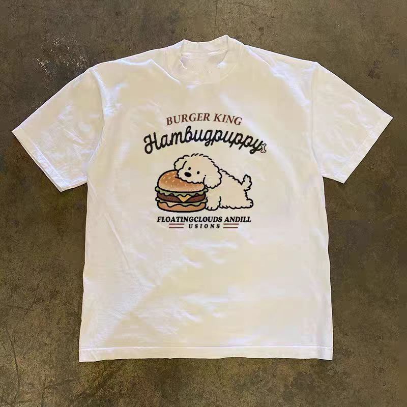 Japanese Brand White retro hamburger puppy print t-shirt Size US M / EU 48-50 / 2 - 1 Thumbnail