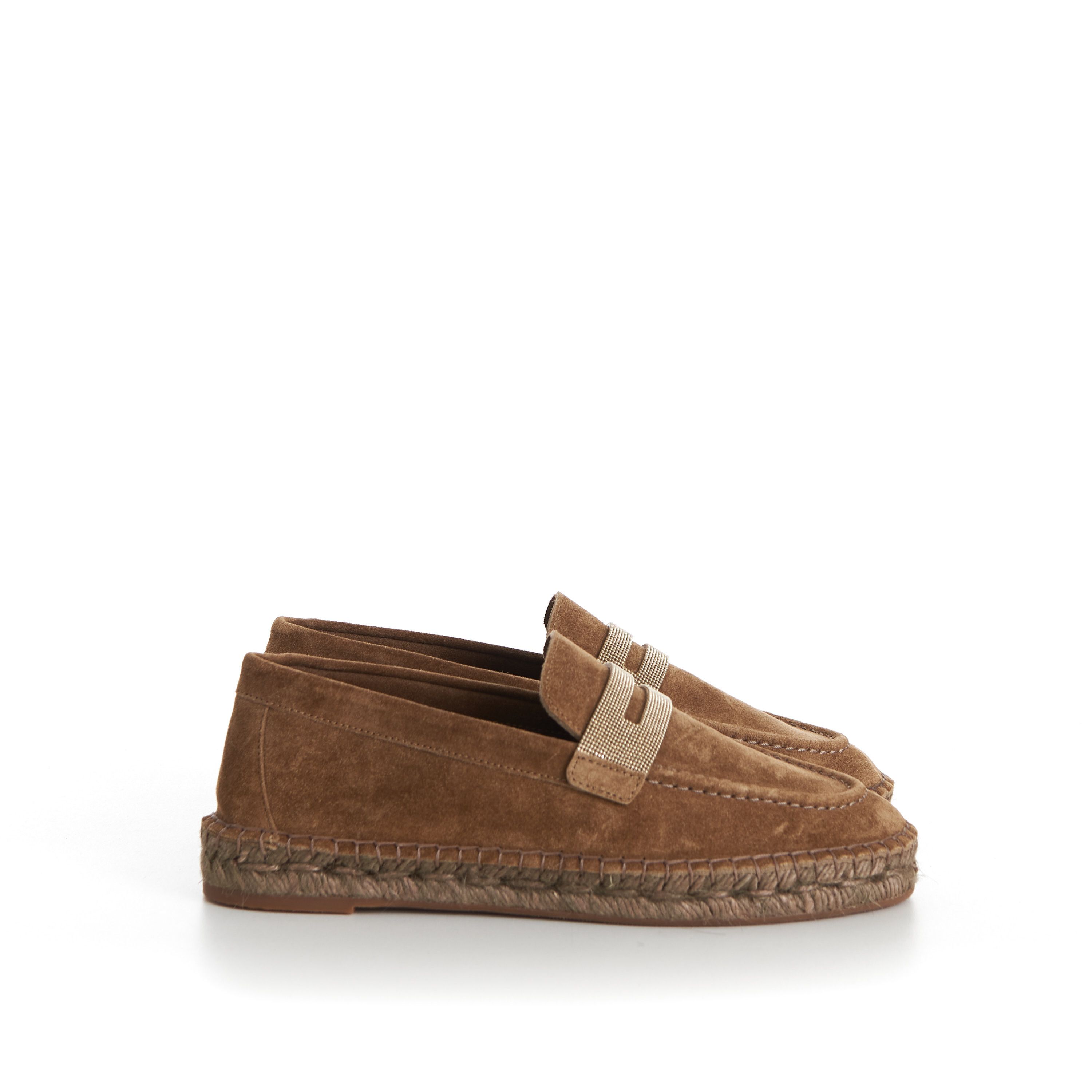 Brunello Cucinelli Suede Brown Espadrilles - Monili Chain Embroidery Size US 9 / IT 39 - 2 Thumbnail