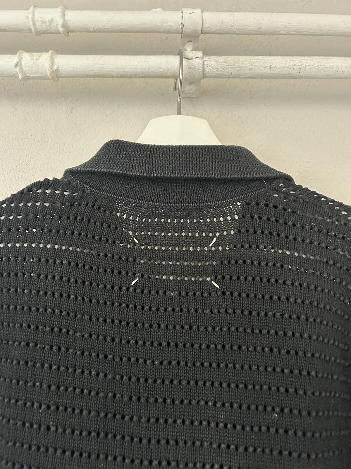 Maison Margiela Black Knit Polo with Open-Weave Design Size US L / EU 52-54 / 3 - 7 Thumbnail