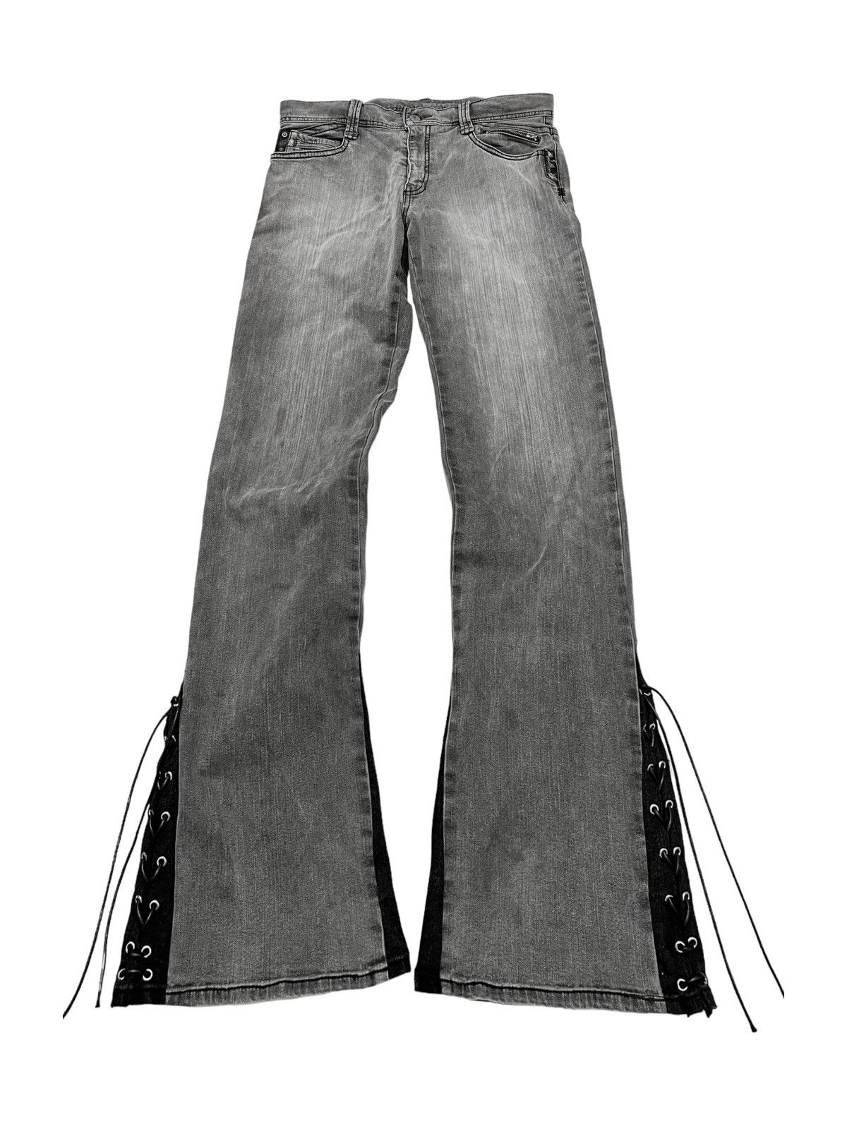 If Six Was Nine × Japanese Brand × Le Grande Bleu (L.G.B.) Blackpia - japanese flared laces up denim pants Size US 31 - 1 Thumbnail