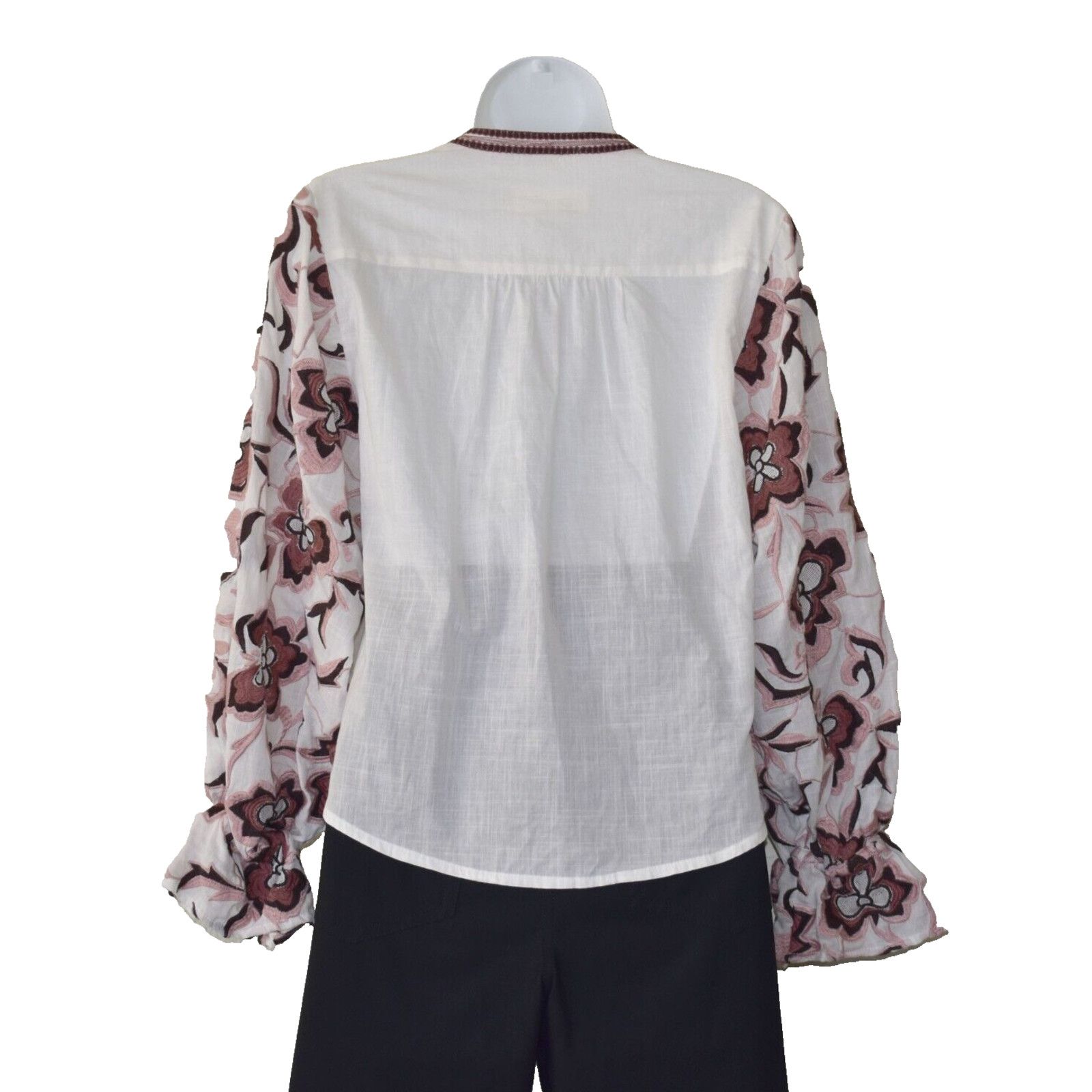 Anthropologie NWT ANTHROPOLOGIE White Embroidered LS Blouse Top Sz XS $160 Size XS / US 0-2 / IT 36-38 - 2 Thumbnail