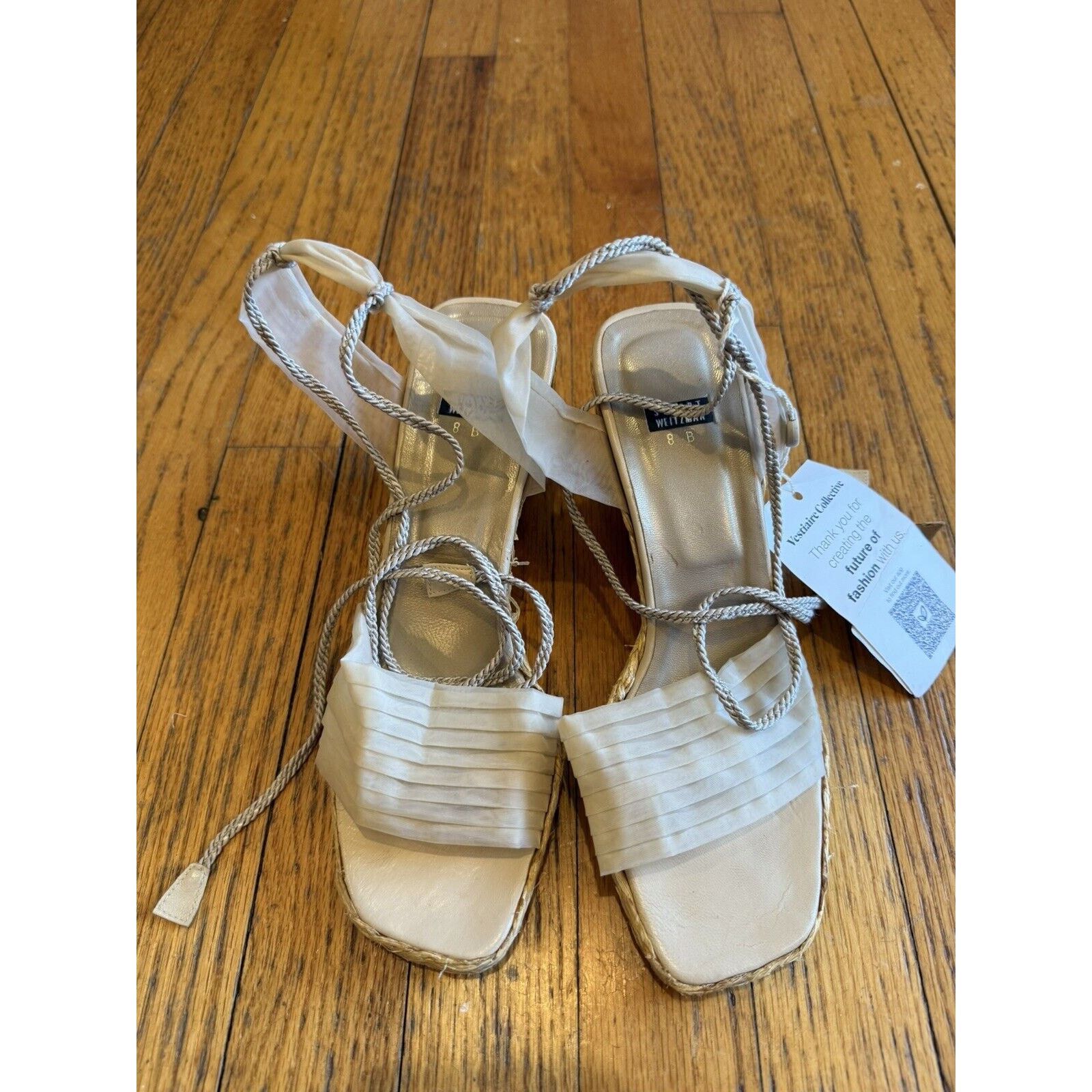 Stuart Weitzman Vintage Stuart Weitzman Chiffon Tie Up Espadrille Shoes 8B Size US 8 / IT 38 - 1 Thumbnail