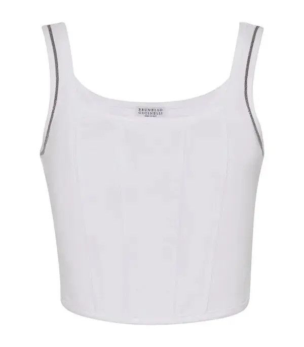 Brunello Cucinelli o1w1db10825 Tank Top in White Size L / US 10 / IT 46 - 1 Thumbnail