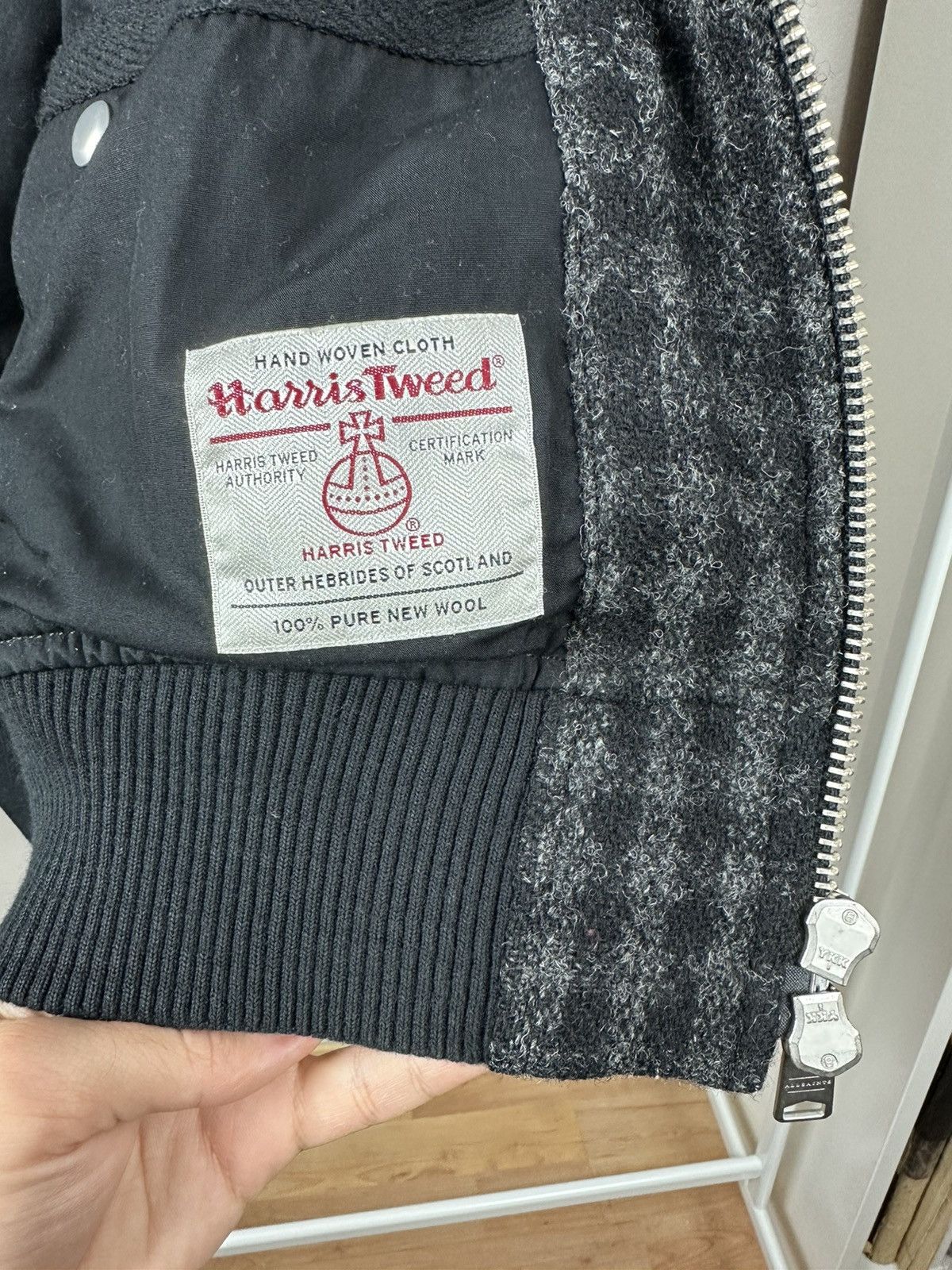 Allsaints × Japanese Brand AllSaints checkerboard black and grey bomber woolen jacket Size US M / EU 48-50 / 2 - 5 Thumbnail