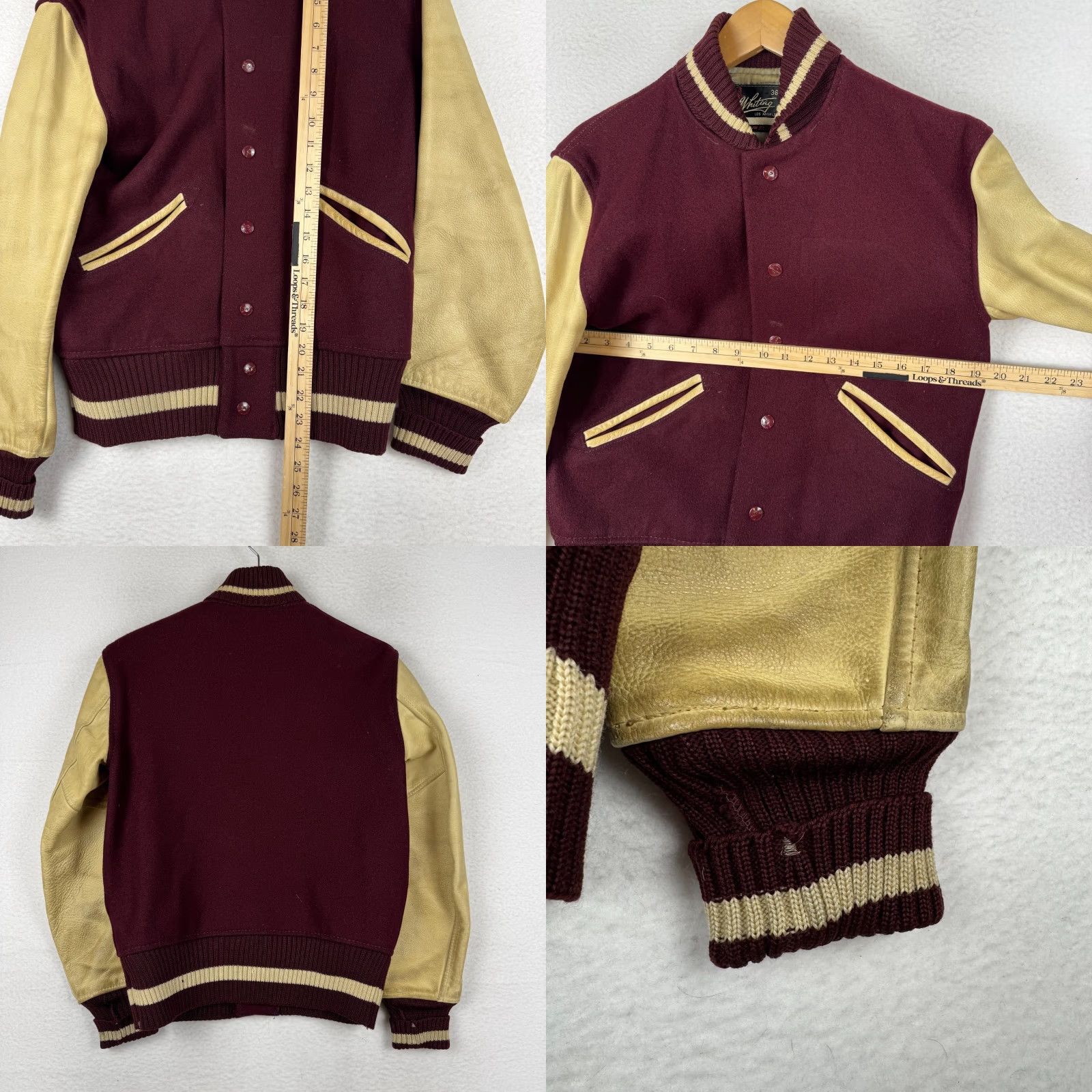 Vintage VINTAGE HL Whiting Letterman Jacket Wool Leather Red Ivory Size 36 S 1960s Mens Womens Size US S / EU 44-46 / 1 - 8 Thumbnail