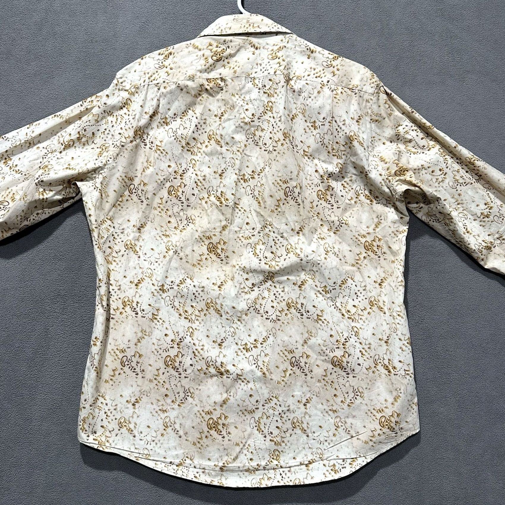 Vintage Hugo Boss Shirt Mens Large Ivory/Gold Paisley Geometric Button Up Long Sleeve Size US L / EU 52-54 / 3 - 2 Thumbnail