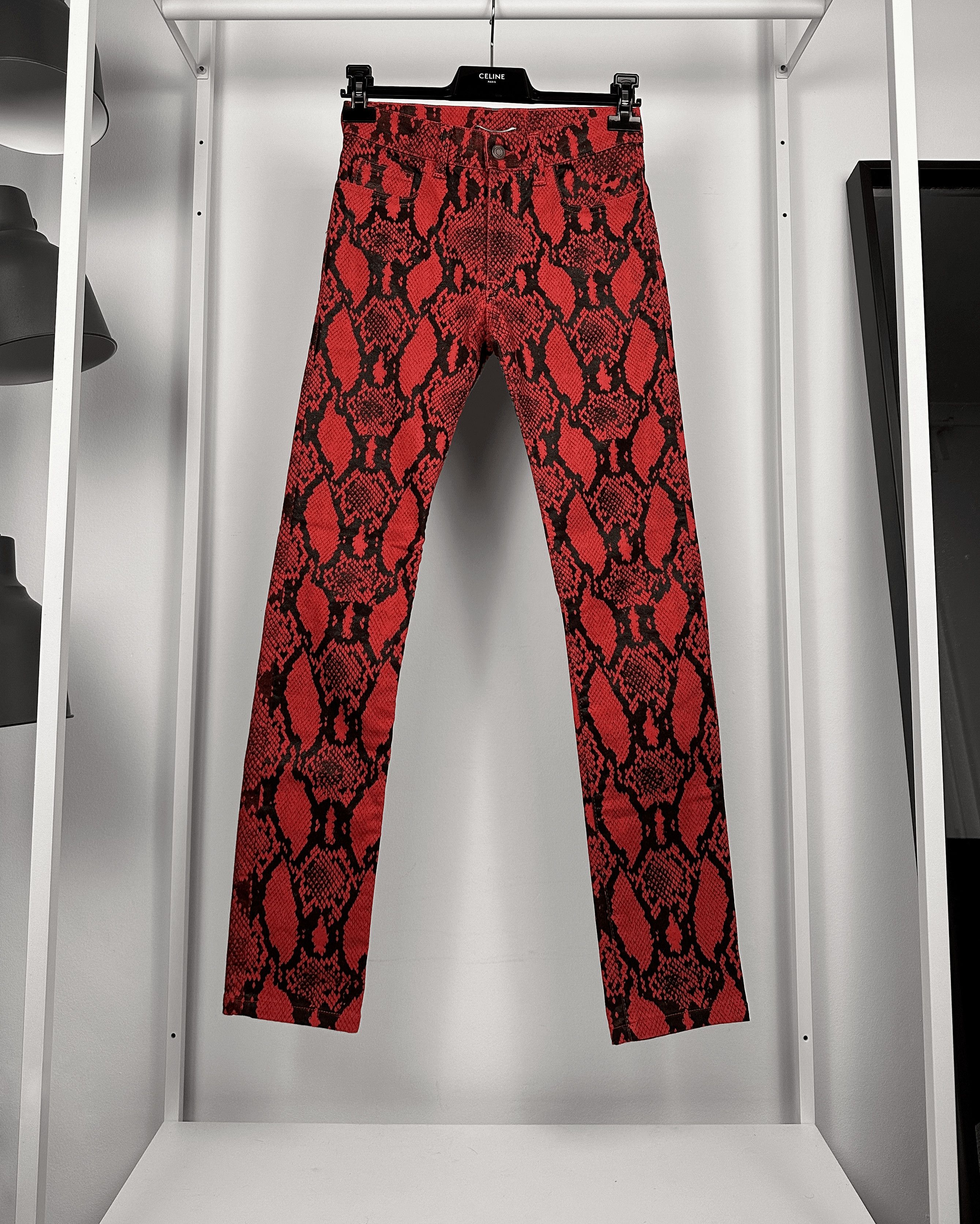 Pre-owned Hedi Slimane X Saint Laurent Paris Snakeskin Pattern Waxed Sample Jeans In Multi