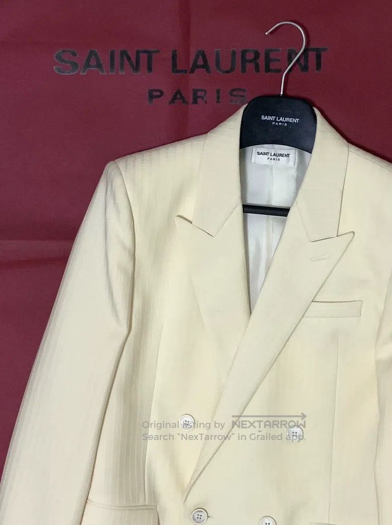 Saint Laurent Paris Saint Laurent Paris White striped double-breasted peak lap Size US M / EU 48-50 / 2 - 6 Thumbnail