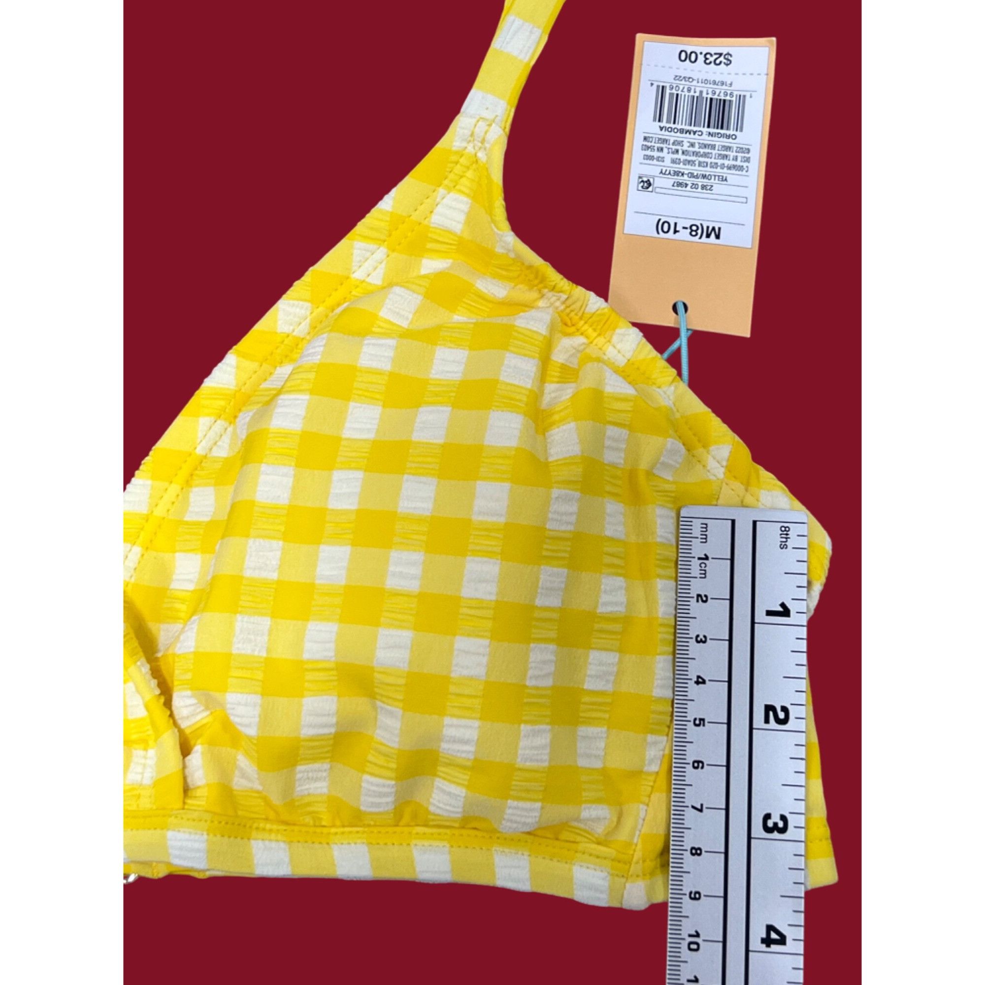 Other Kona Sol - Women's Textured Gingham Triangle Bikini Top - Ye Size ONE SIZE - 6 Thumbnail