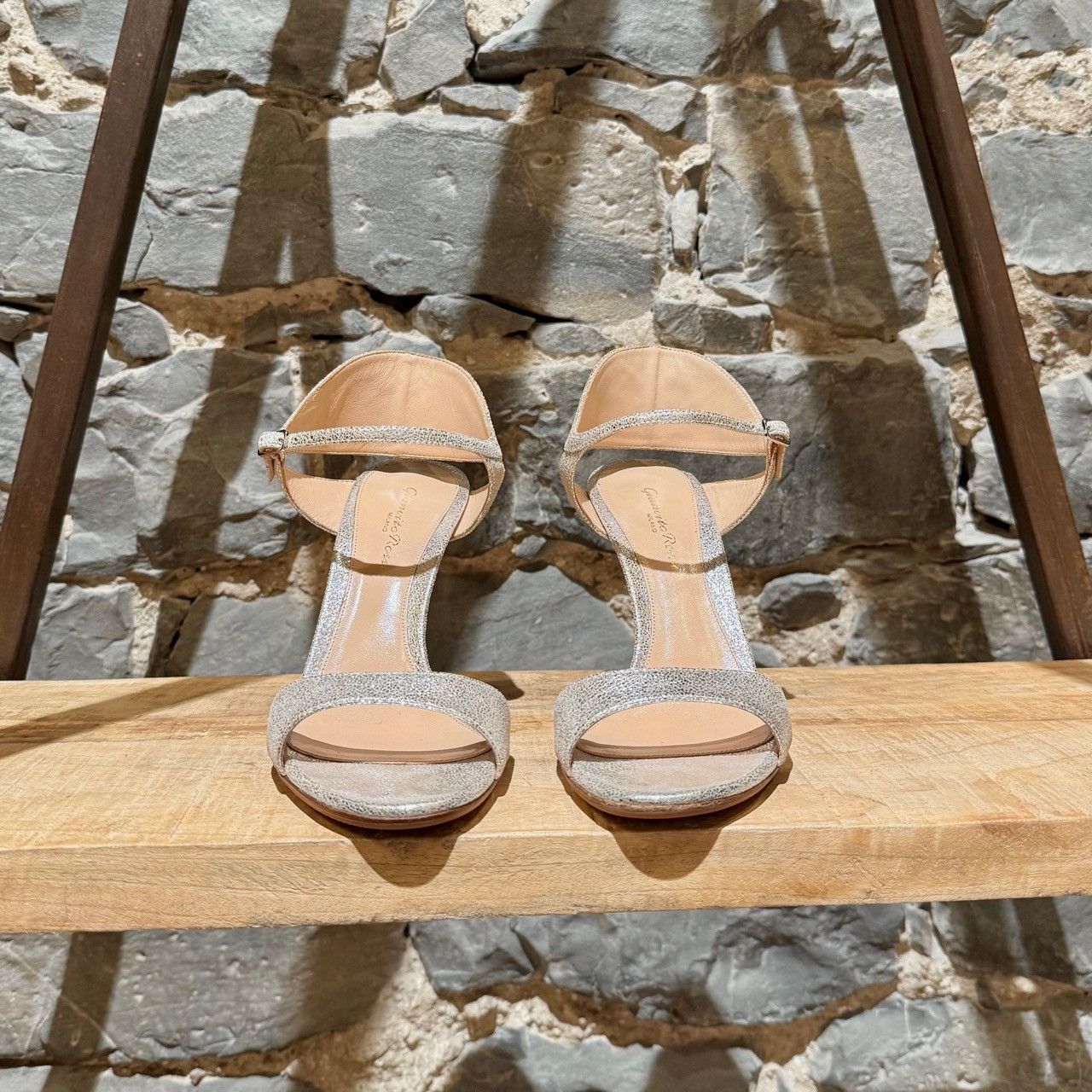 Gianvito Rossi Gianvitto Rossi Silver Metallic Ankle Strap Sandals Size US 8.5 / IT 38.5 - 2 Thumbnail