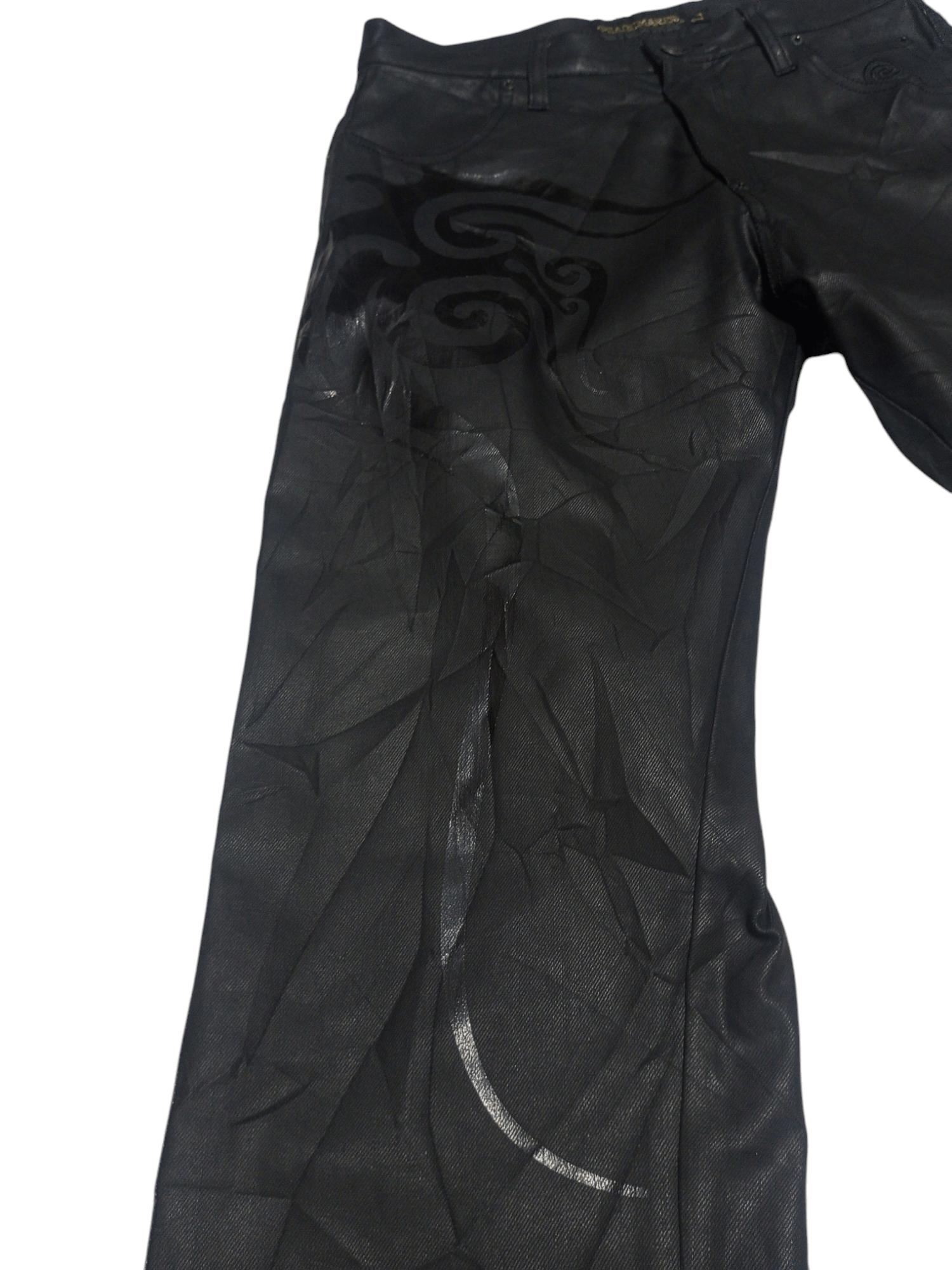 20471120 Vintage peacemaker tribal black on black wax denim Size US 29 - 3 Thumbnail