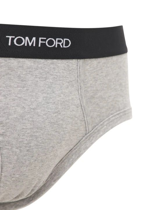 Tom Ford o1lsvrm0525 Size: M/Logo Stretch Cotton Briefs in Gery Size ONE SIZE - 3 Thumbnail