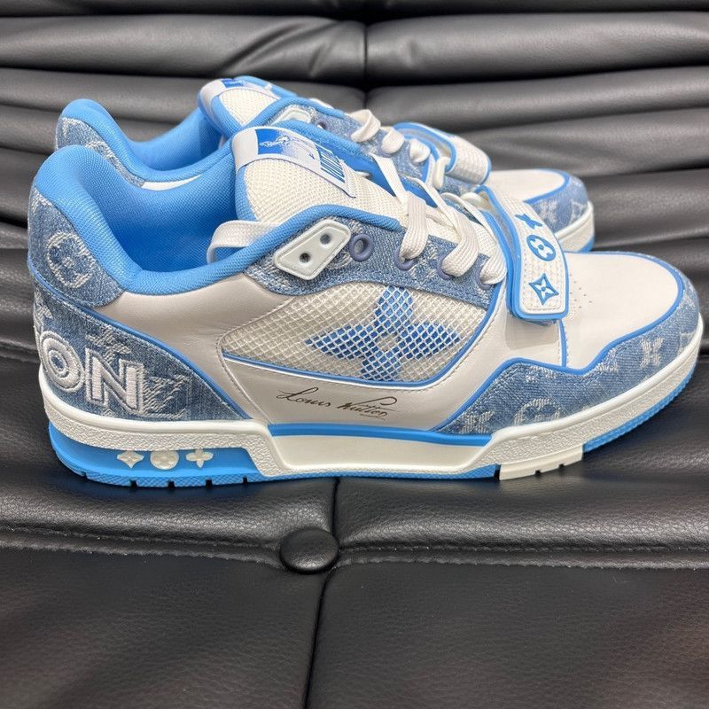 Louis Vuitton Louis Vuitton Trainer Low-top Sneakers in Blue and White -2 Size US 8.5 / EU 41-42 - 6 Thumbnail