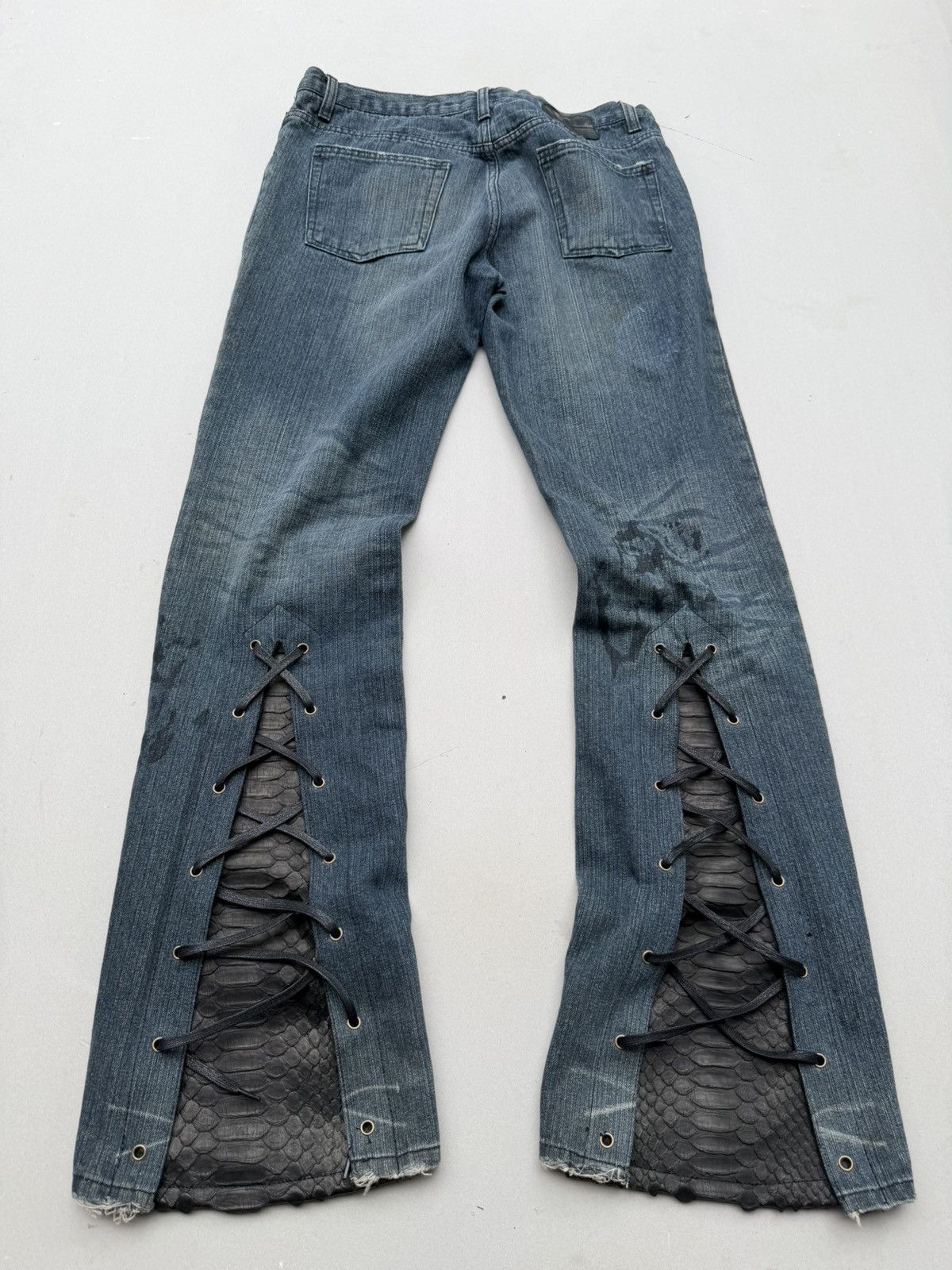 Japanese Brand lace up flare jeans Size US 31 - 5 Thumbnail