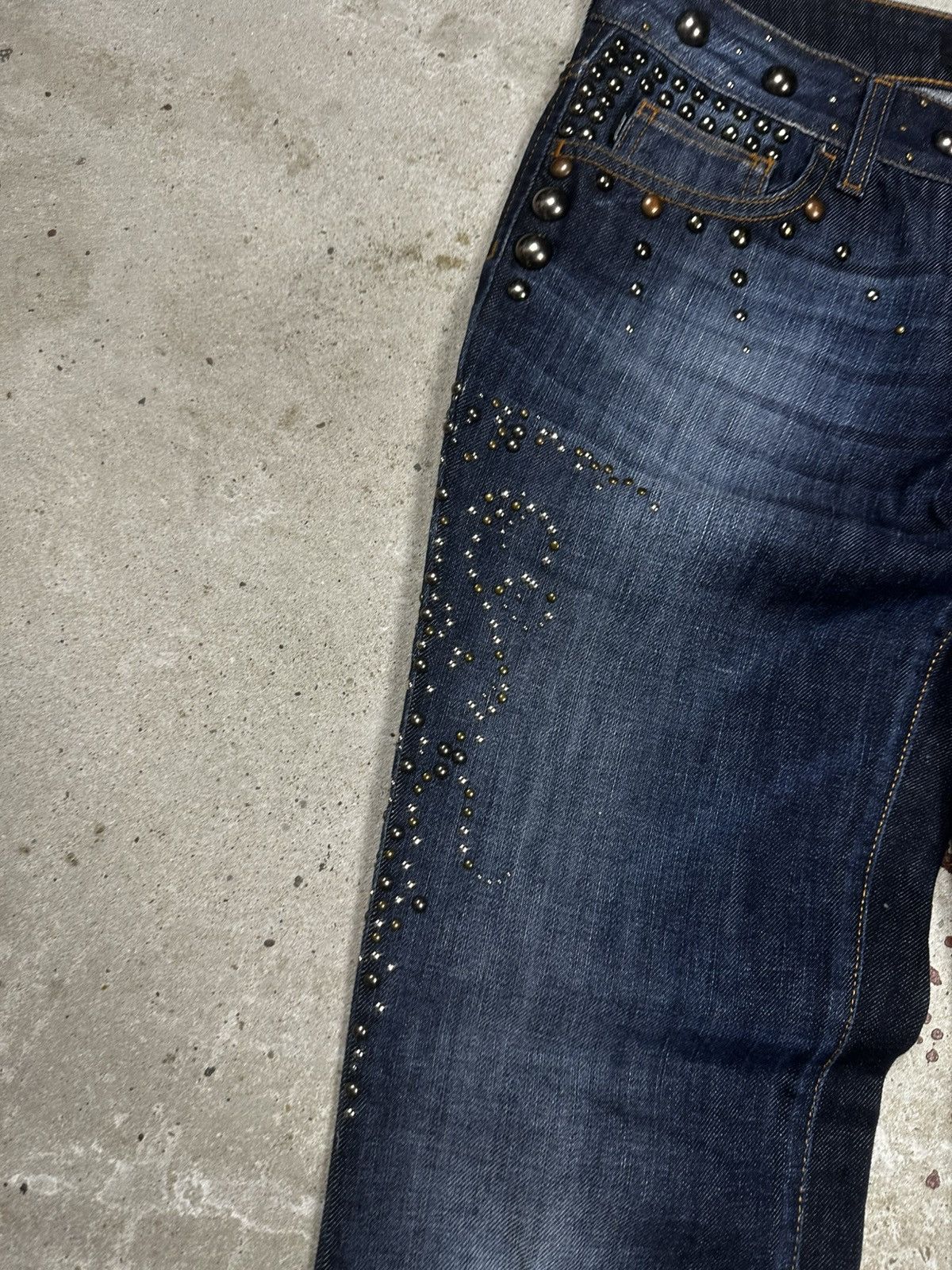 Just Cavalli AW2010 Just Cavalli Studed Jeans Washed Flare Bootcut Denim Size 27" / US 4 / IT 40 - 10 Thumbnail