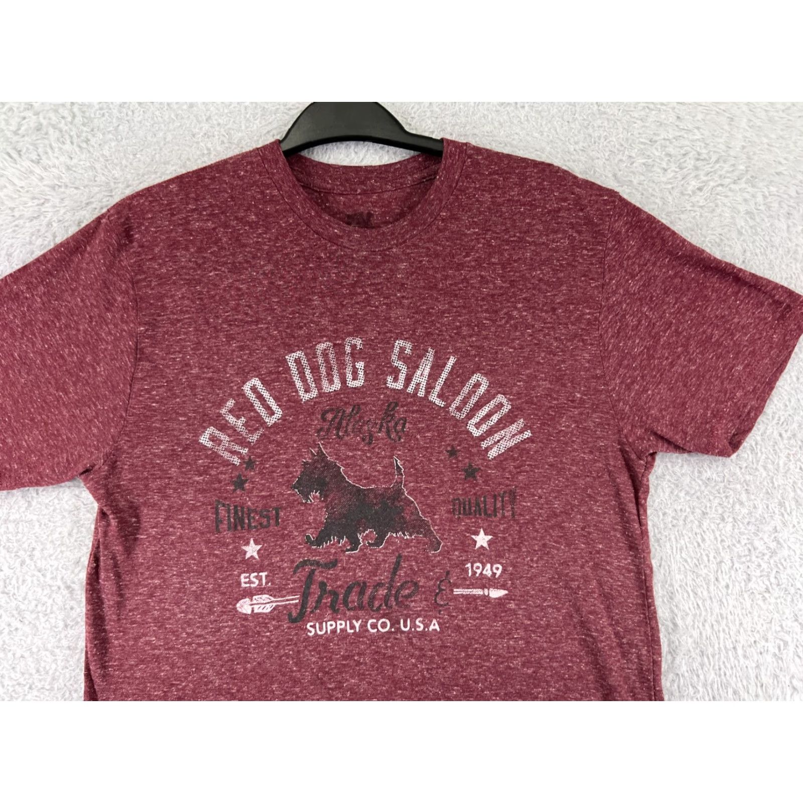 Vintage Red Dog Saloon Shirt Womens M Red Short Sleeve Crew Neck Polyester Jersey Made USA Size M / US 6-8 / IT 42-44 - 5 Thumbnail