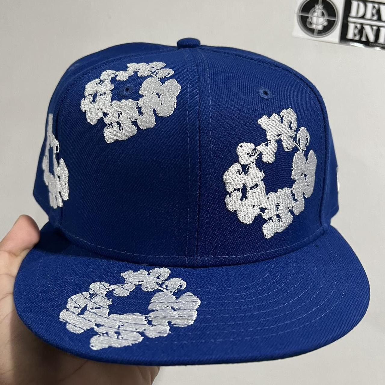 image of Complexcon x Denim Tears New Era Fitted Hat in Blue, Men's (Size 38)