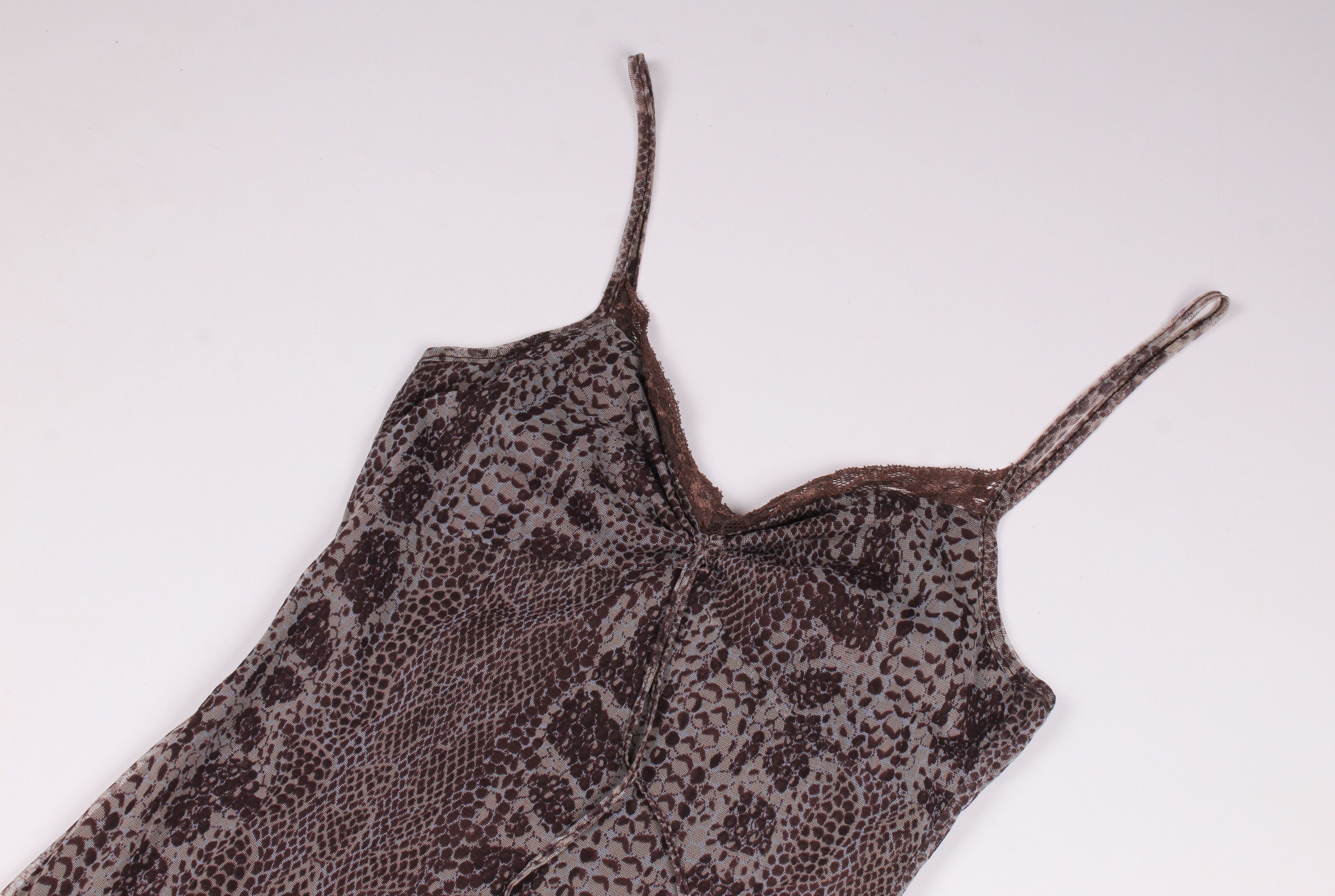 Vintage Vintage NAF NAF Snakeskin Print Y2K Mesh Slip Dress Size S / US 4 / IT 40 - 5 Thumbnail