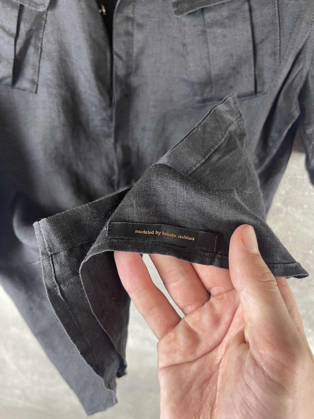 Japanese Brand × Vintage Ato Keisuke Imazaki Black Linen Short Sleeve Utility Shirt Size US S / EU 44-46 / 1 - 10 Thumbnail