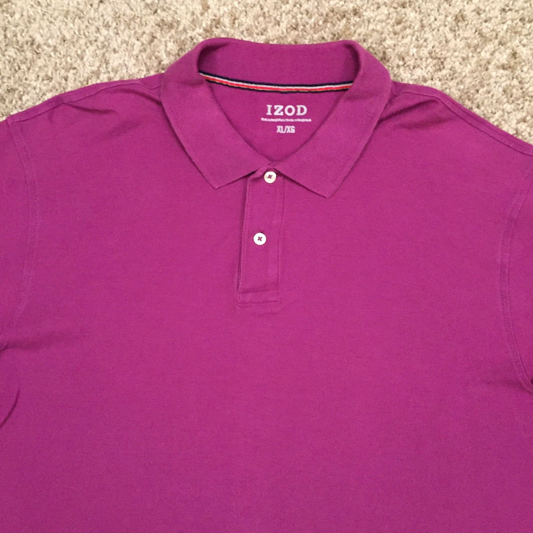 Izod VINTAGE Izod Polo Shirt Mens XL Purple Short Sleeve Knit Size US XL / EU 56 / 4 - 3 Thumbnail