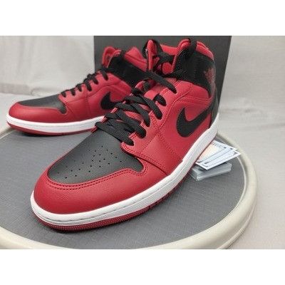 Jordan Brand Nike Air Jordan 1 Mid Reverse Bred 554724-660 Red Black Mens Size US 12 / EU 45 - 8 Thumbnail