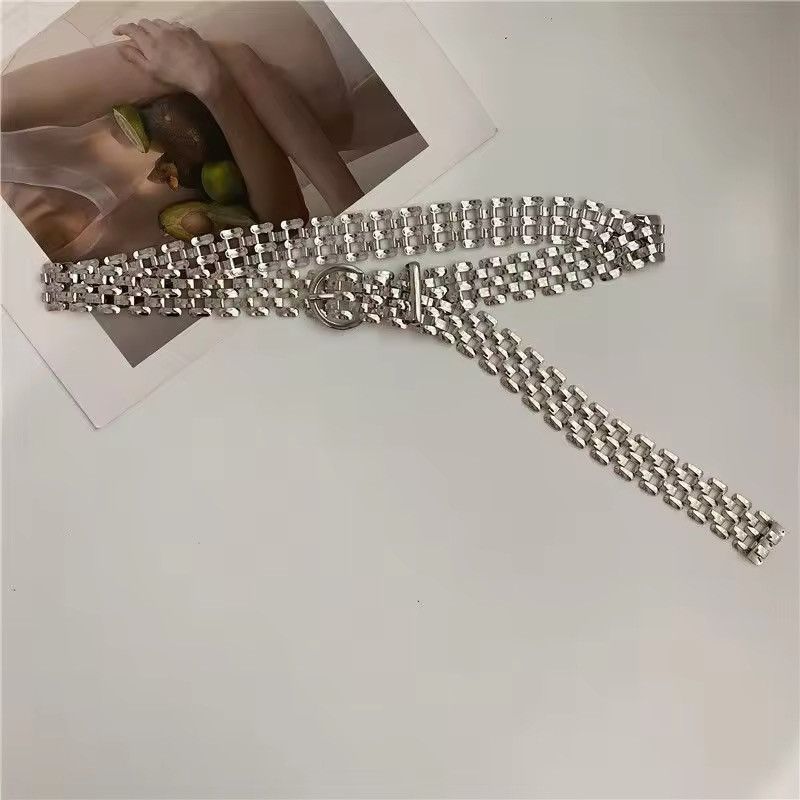 Japanese Brand × Vintage Elegant Silver Metal Chain Strap Pin Buckle Belt Size ONE SIZE - 2 Thumbnail