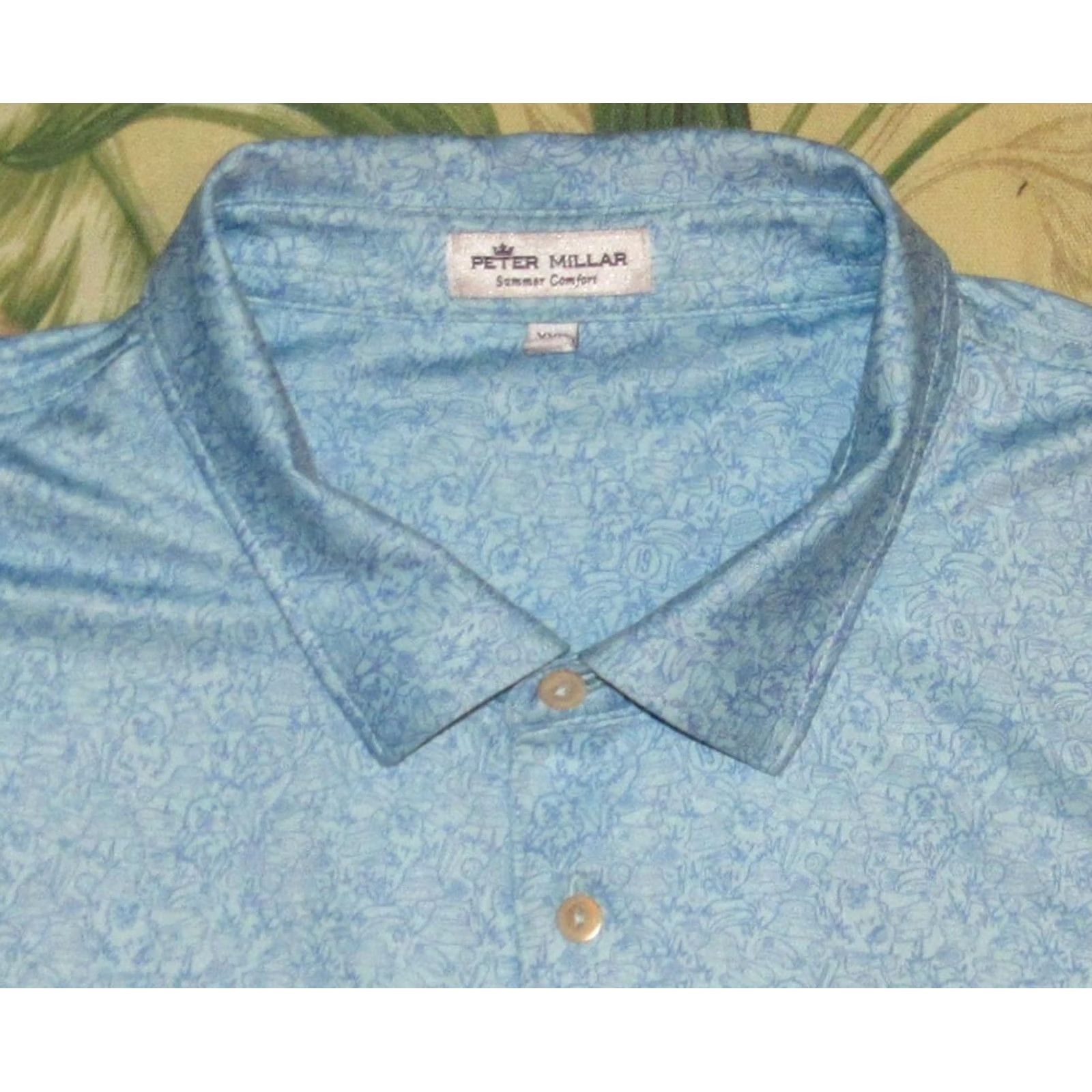 Peter Millar PETER MILLAR Caddyshack Polo Shirt XXL Blue Short Sleeve Mens Size US XXL / EU 58 / 5 - 2 Thumbnail