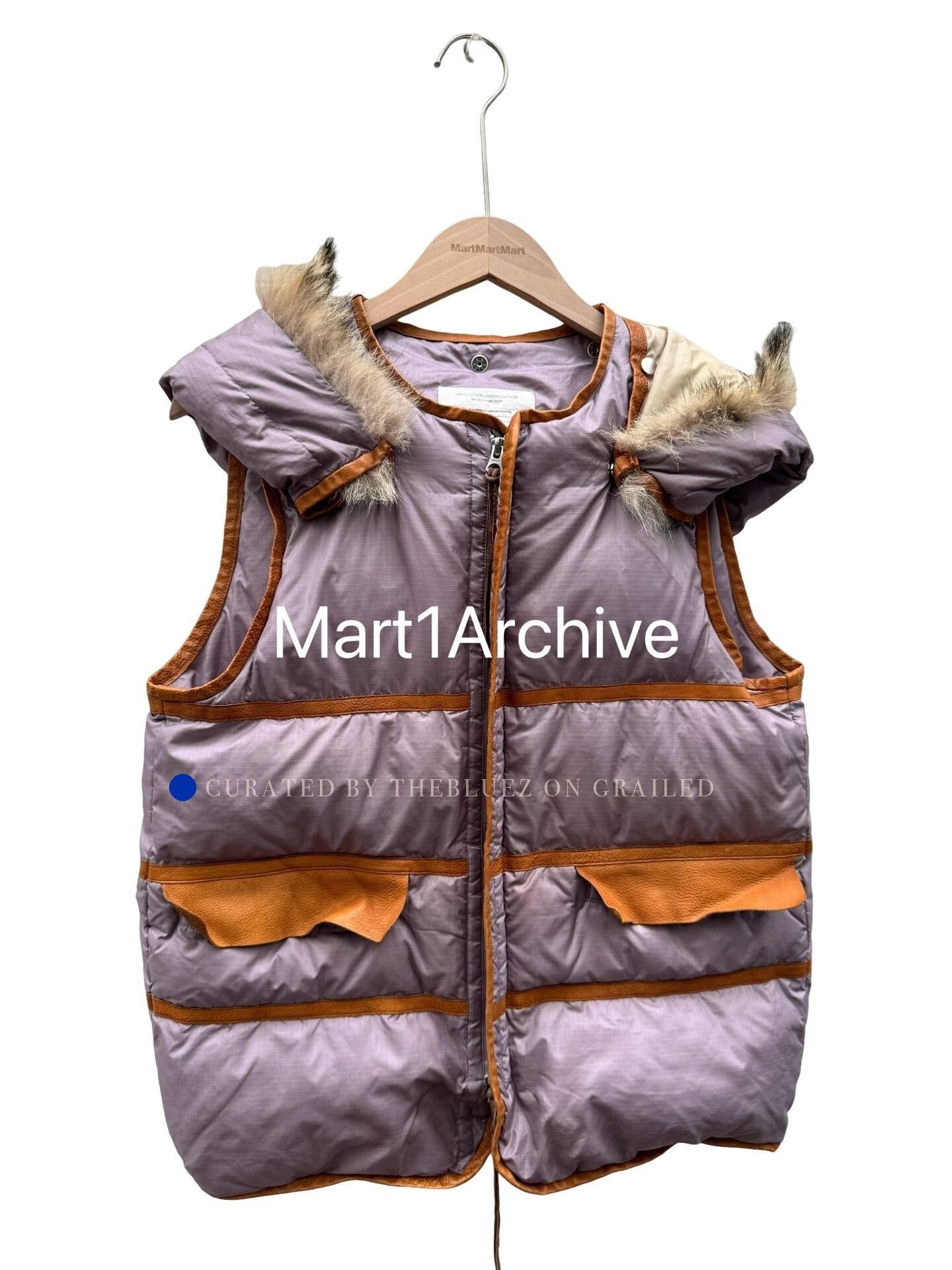 Undercover Purple Hooded Puffer Vest with Fur Trim Size US M / EU 48-50 / 2 - 1 Thumbnail