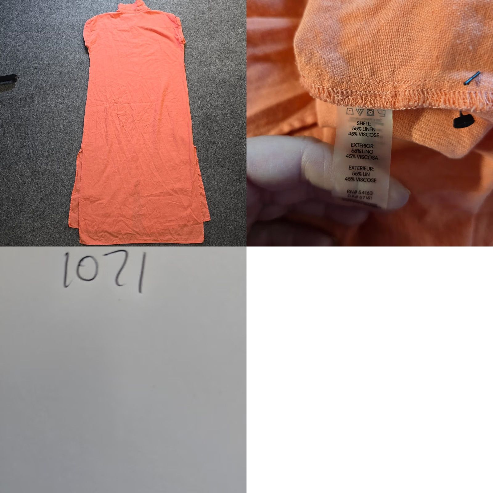 Calvin Klein Calvin Klein Dress Shirt Dress Womens Size 12 Orange Linen Button Midi Casual Size XL / US 12-14 / IT 48-50 - 8 Thumbnail