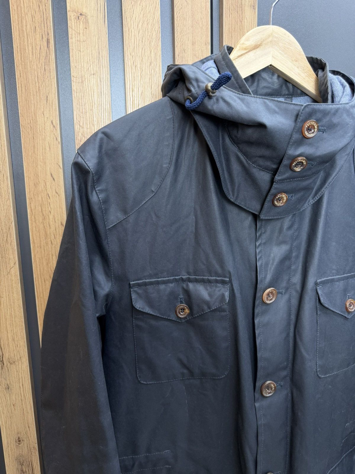 Other Pelikamo Zurich Waxed Hooded Jacket Navy Size 48 Size US M / EU 48-50 / 2 - 7 Thumbnail