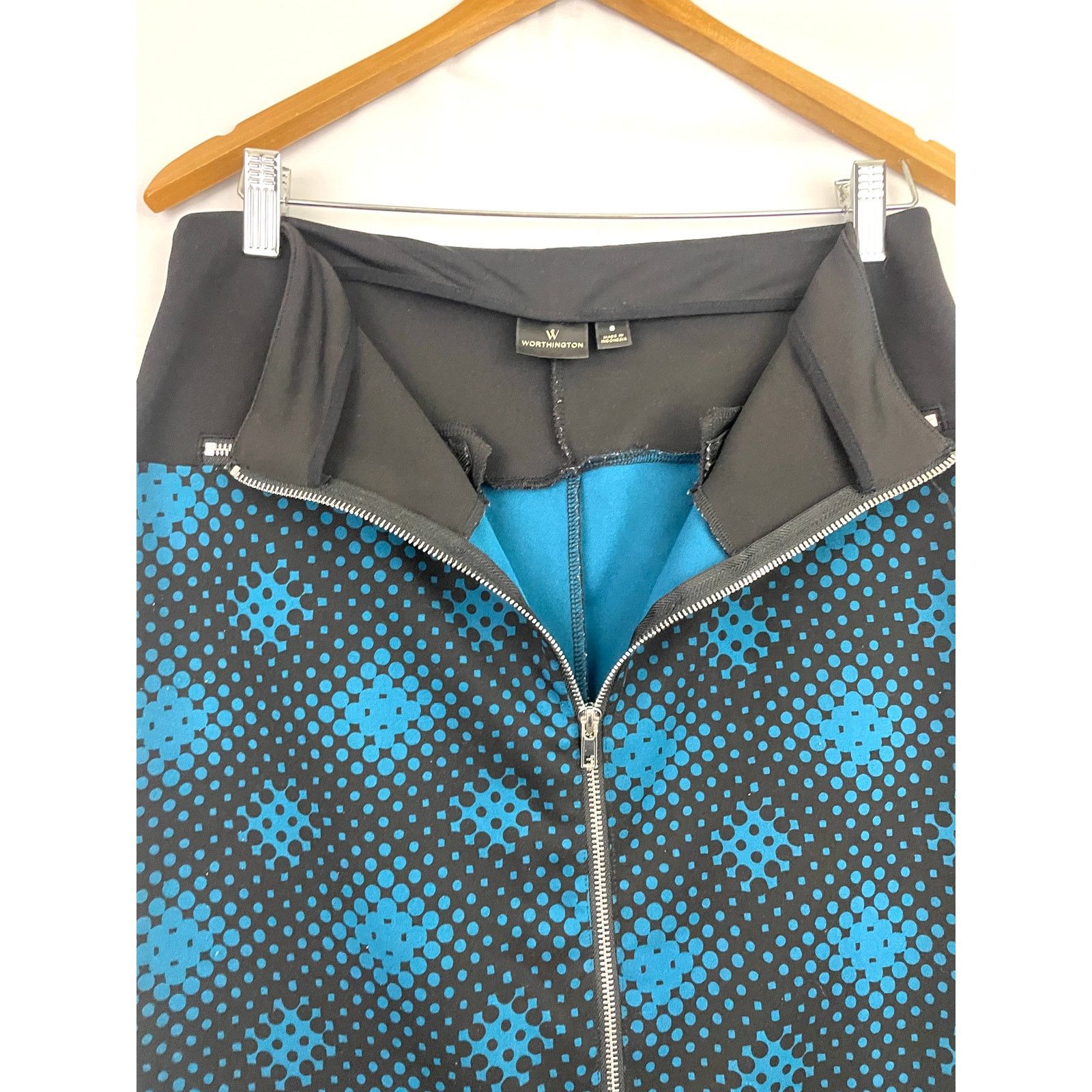 Worthington Worthington Pencil Skirt Sz 6 Stretch Blue Black Pattern Size 28" / US 6 / IT 42 - 5 Thumbnail