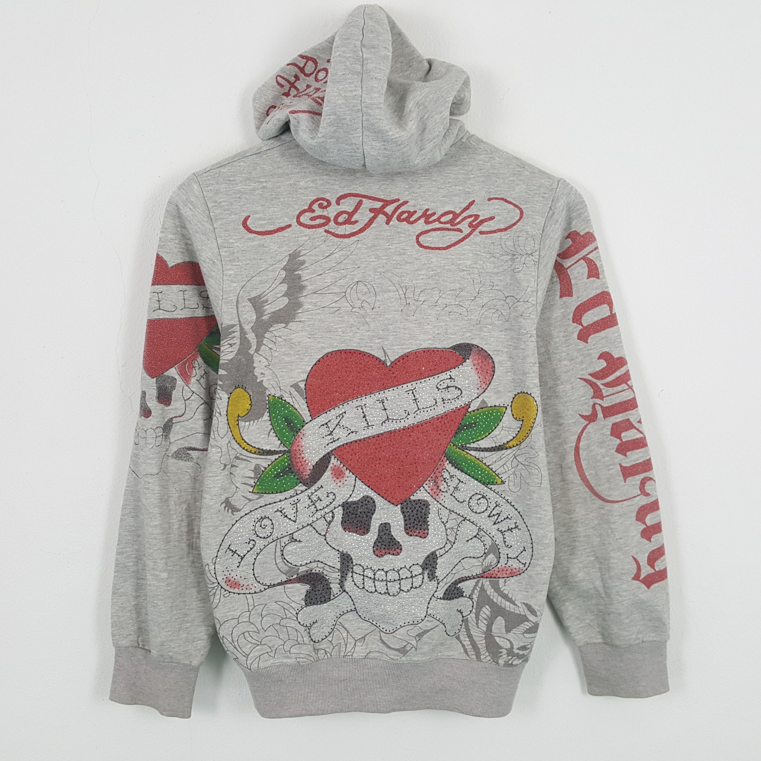 Christian Audigier × Ed Hardy × Vintage ED HARDY Skulls Design Rock Punk Style Zipper Hoodies Size US M / EU 48-50 / 2 - 1 Thumbnail
