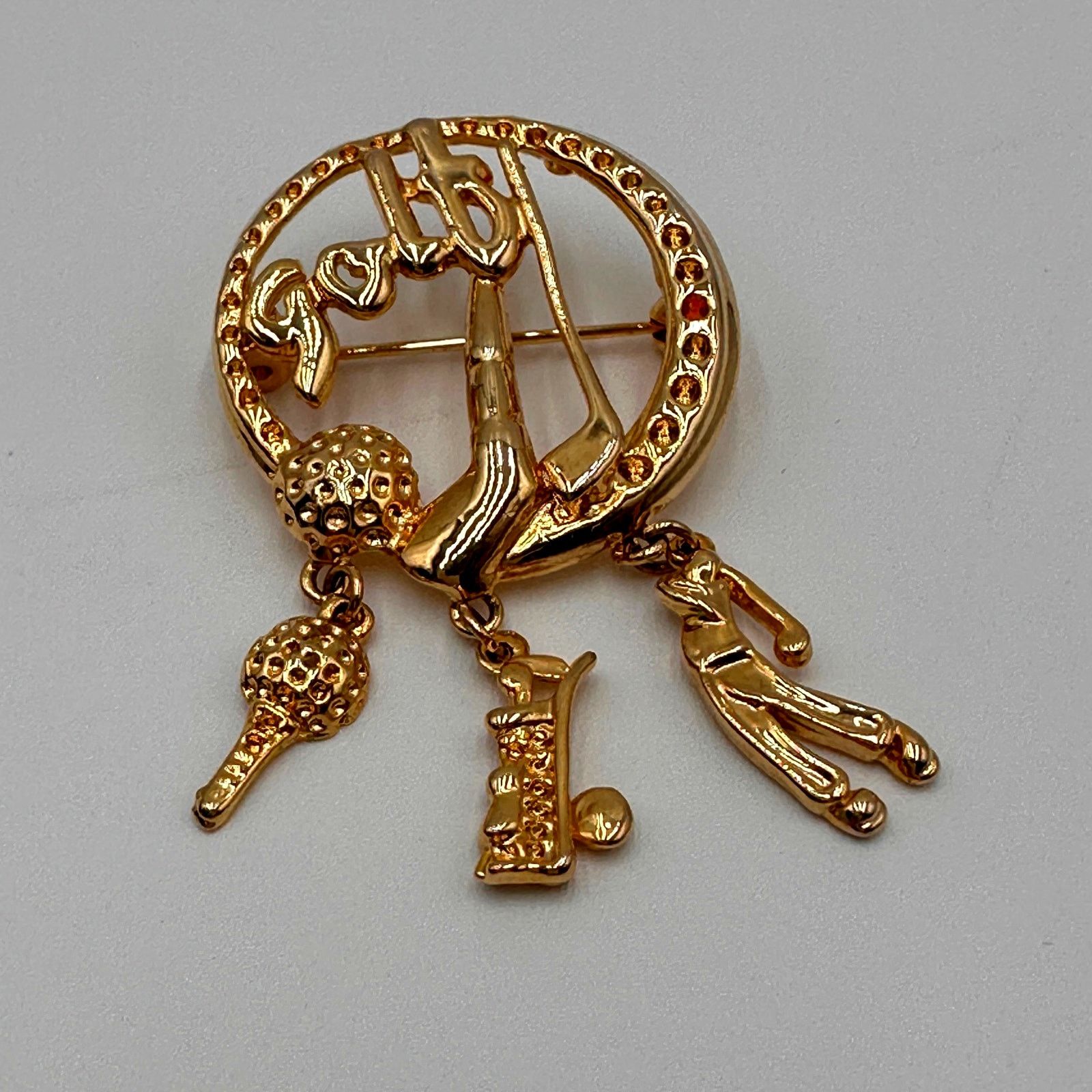 & Other Stories VTG Golf Brooch Dangling Charms Gold Tone Club Ball Golf Bag Size ONE SIZE - 6 Thumbnail