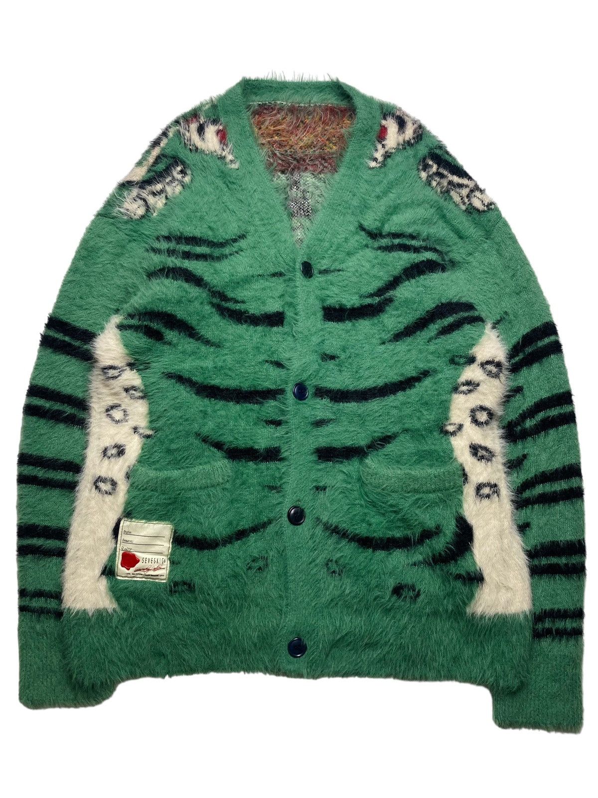 image of Avant Garde Seveskig - Mohair Tiger Cardigan Sweater in Green, Men's (Size Large)