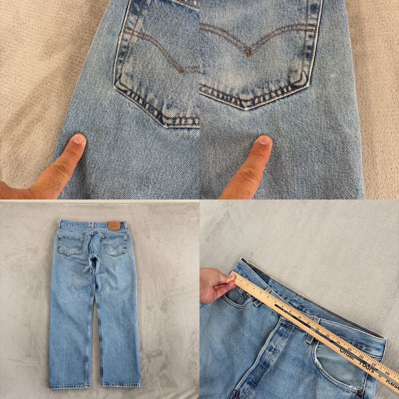 Levi's VINTAGE Levi’s 501 Jeans Button Fly Denim Men 34x29.5 Blue Fade Wash 5-Pocket Straight Mid Rise Regular Size US 34 / EU 50 - 8 Thumbnail