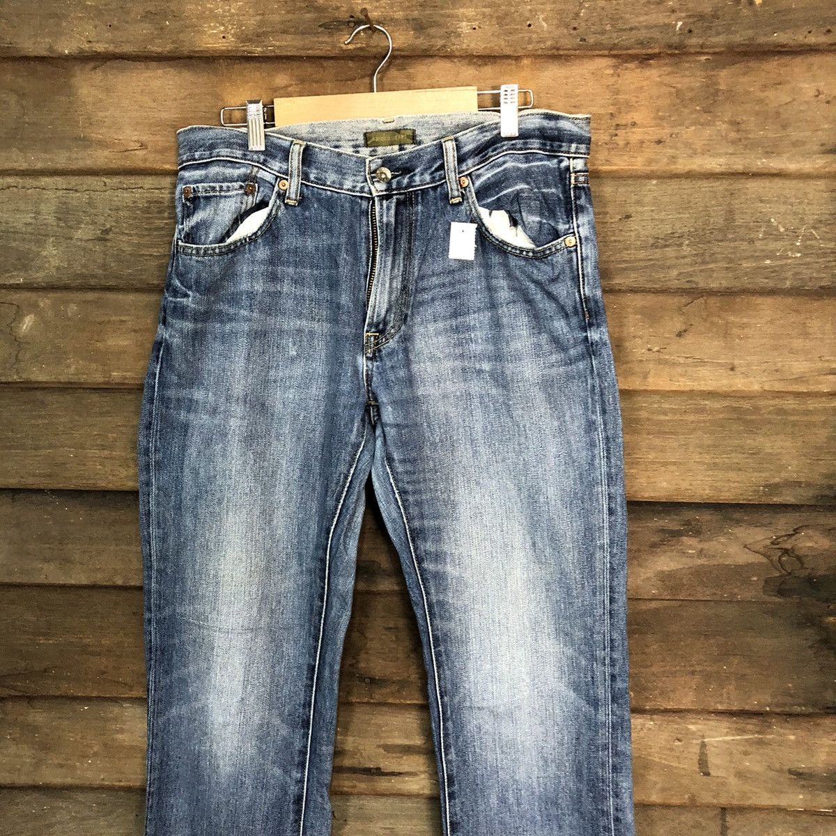 Japanese Brand Uniqlo Jeans vintage ripped faded Blue Denim Pants #7385 Size US 31 - 2 Thumbnail