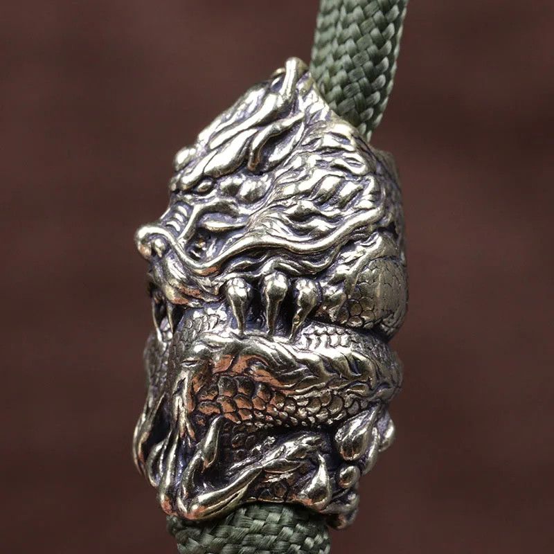 Handmade 2Pcs Dragon Knife Beads Paracord Bead Zipper Umbrella Size ONE SIZE - 1 Thumbnail