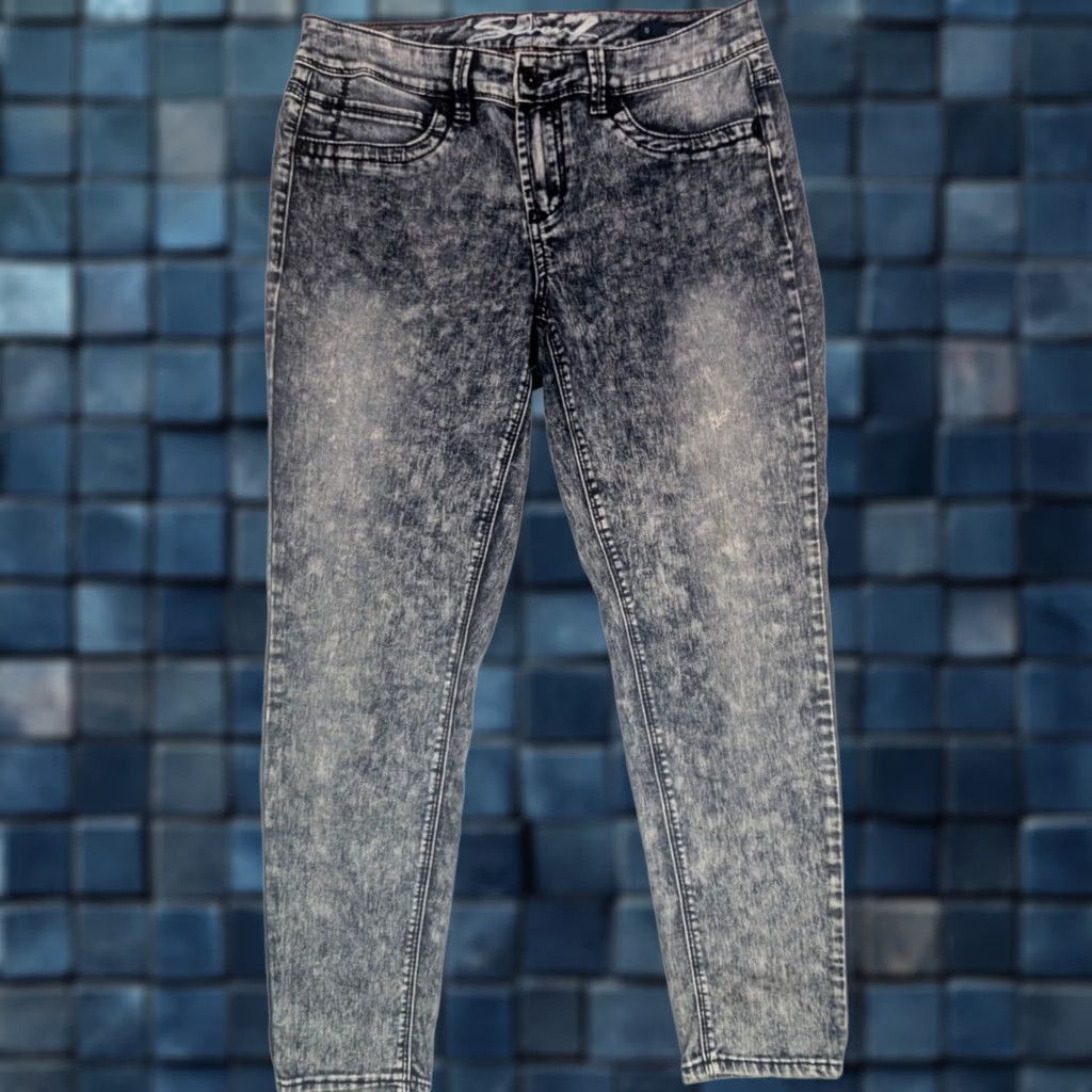 Vintage Seven7 Distressed Legging Jeans Women 10 Skinny 32x28 Light Blue White Denim Pockets Vintage No Size 32" / US 10 / IT 46 - 1 Thumbnail