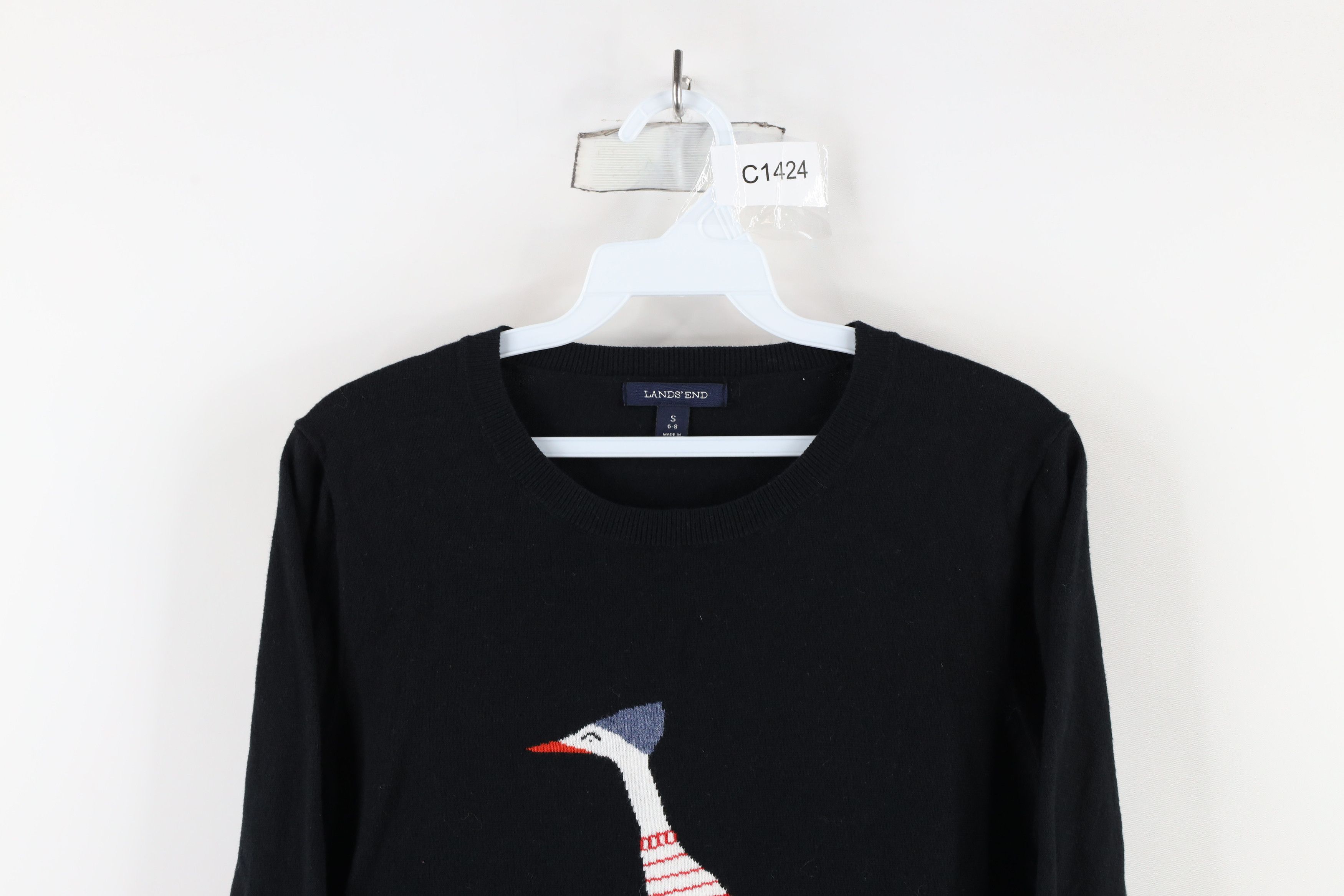 Lands' End × Vintage Vintage Lands End Duck Cashmere Blend Knit Sweater Black Size S / US 4 / IT 40 - 2 Thumbnail