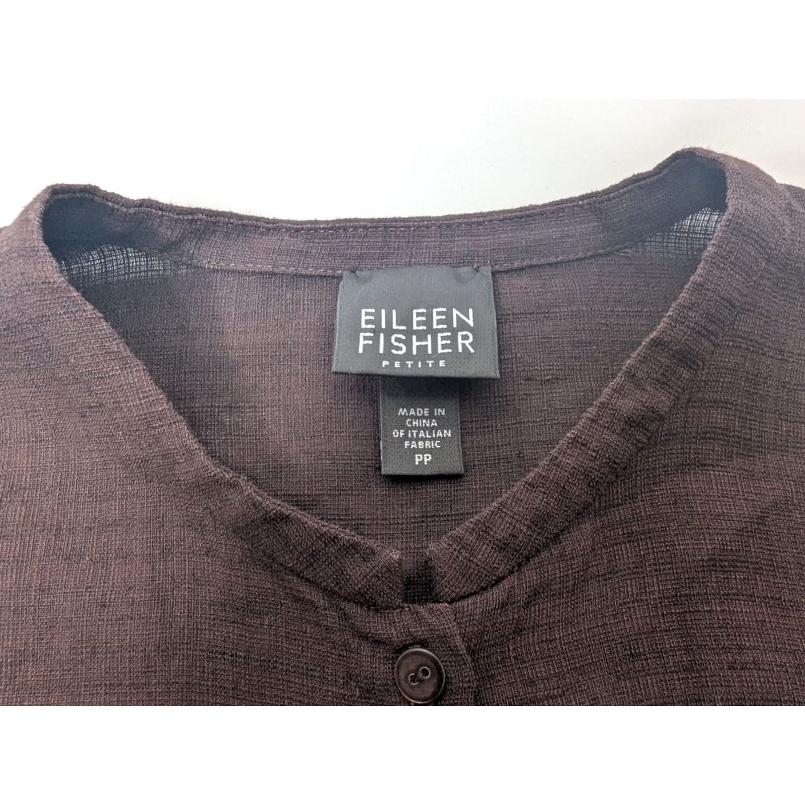 Eileen Fisher Eileen Fisher Brown Tunic Shirt PP 3/4 Sleeve Linen Blend Button Top Petite Size Women Size XXS / US 00 / IT 34 - 7 Thumbnail