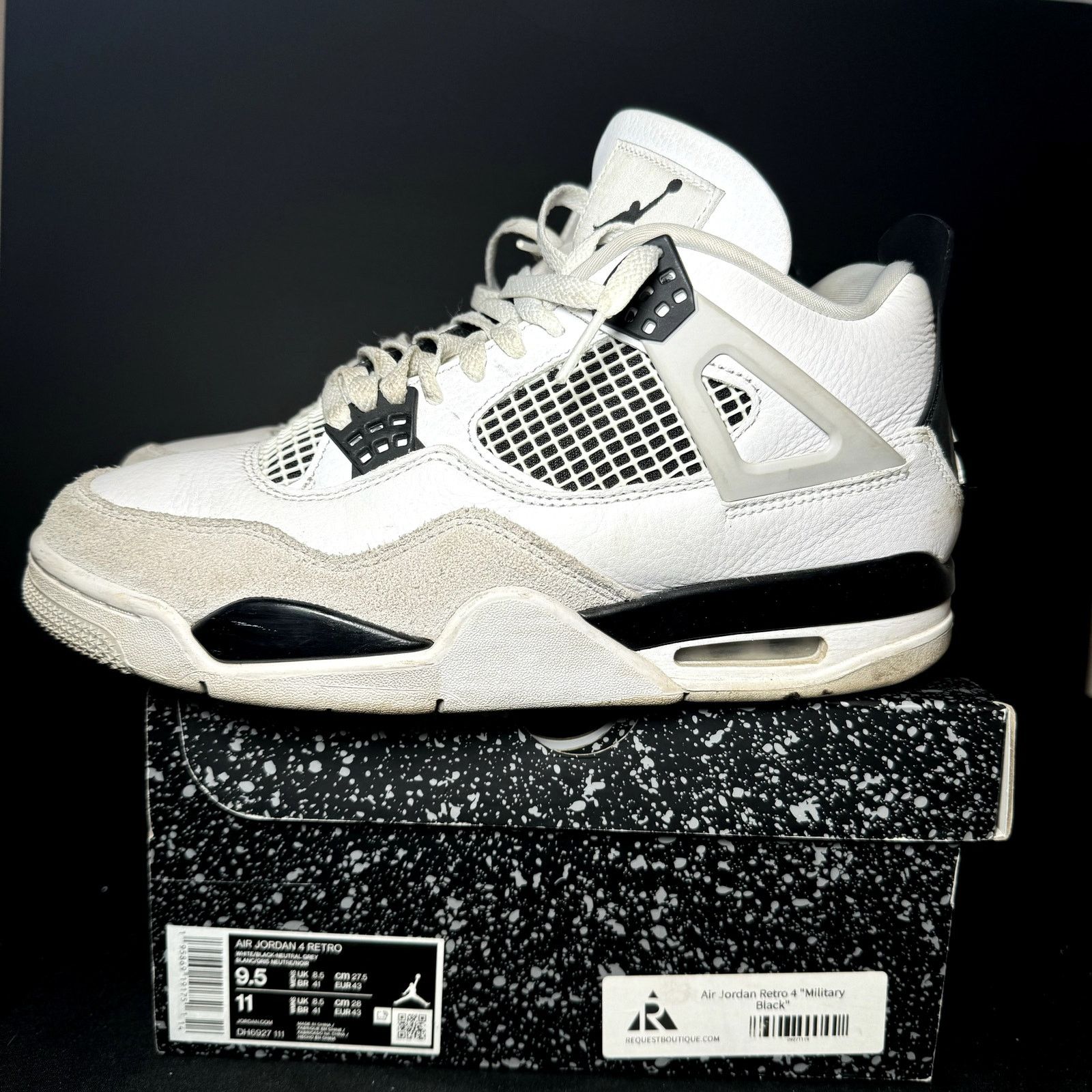 Jordan Brand × Nike Size 9.5 Nike Air Jordan 4 Retro Military Black Men's Shoes Size US 9.5 / EU 42-43 - 8 Thumbnail