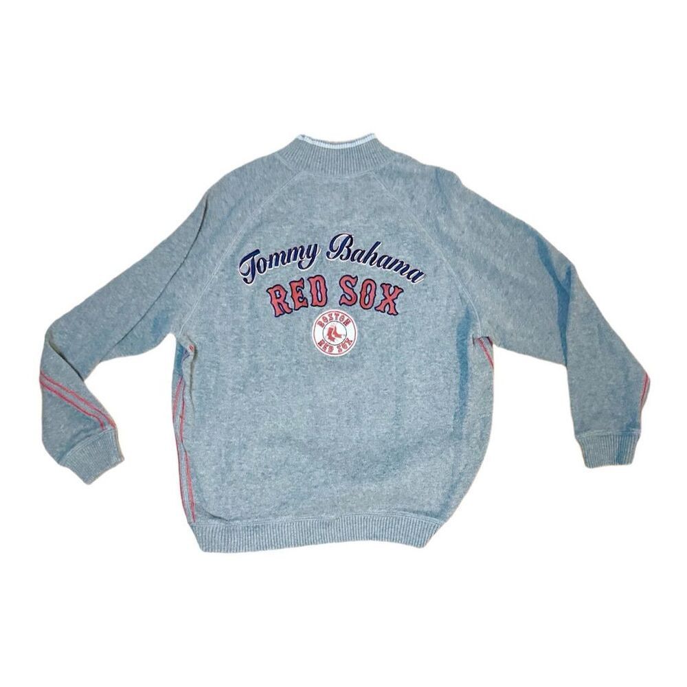 Tommy Bahama Tommy Bahama Red Sox Men's Gray Quarter Zip Pullover Sweate Size US L / EU 52-54 / 3 - 5 Thumbnail