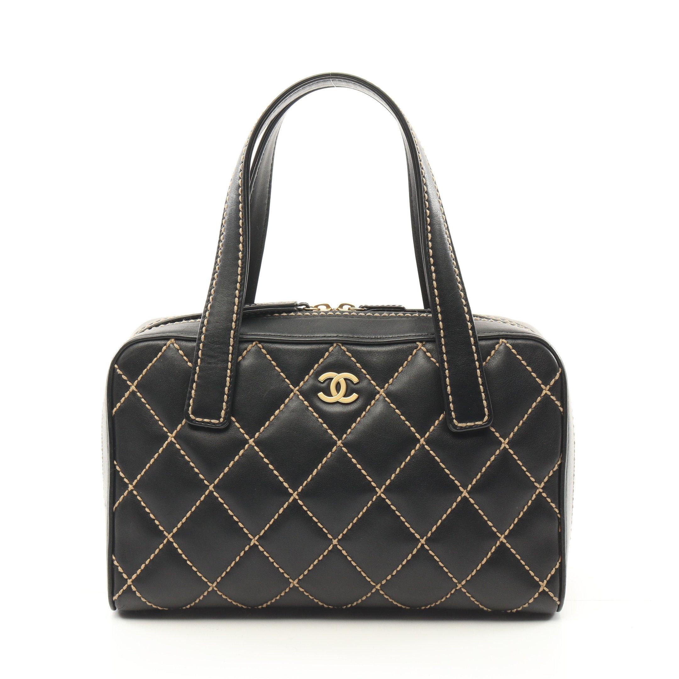 Chanel Chanel Wild Stitch Handbag Leather Black Gold Hardware Size ONE SIZE - 1 Thumbnail
