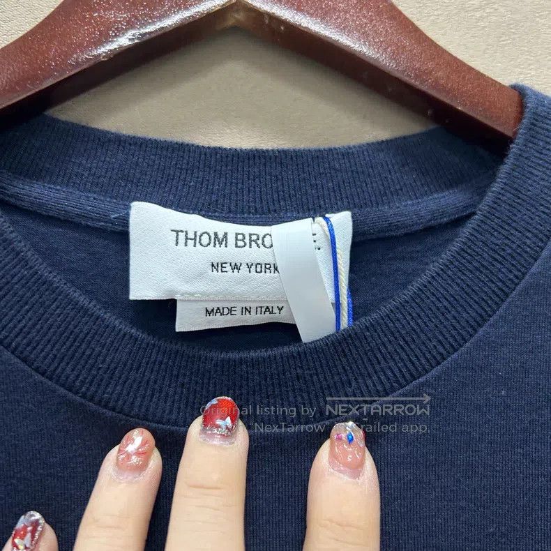 Thom Browne Thom Browne Navy Blue Cotton Crewneck Short-Sleeve Size US XL / EU 56 / 4 - 4 Thumbnail