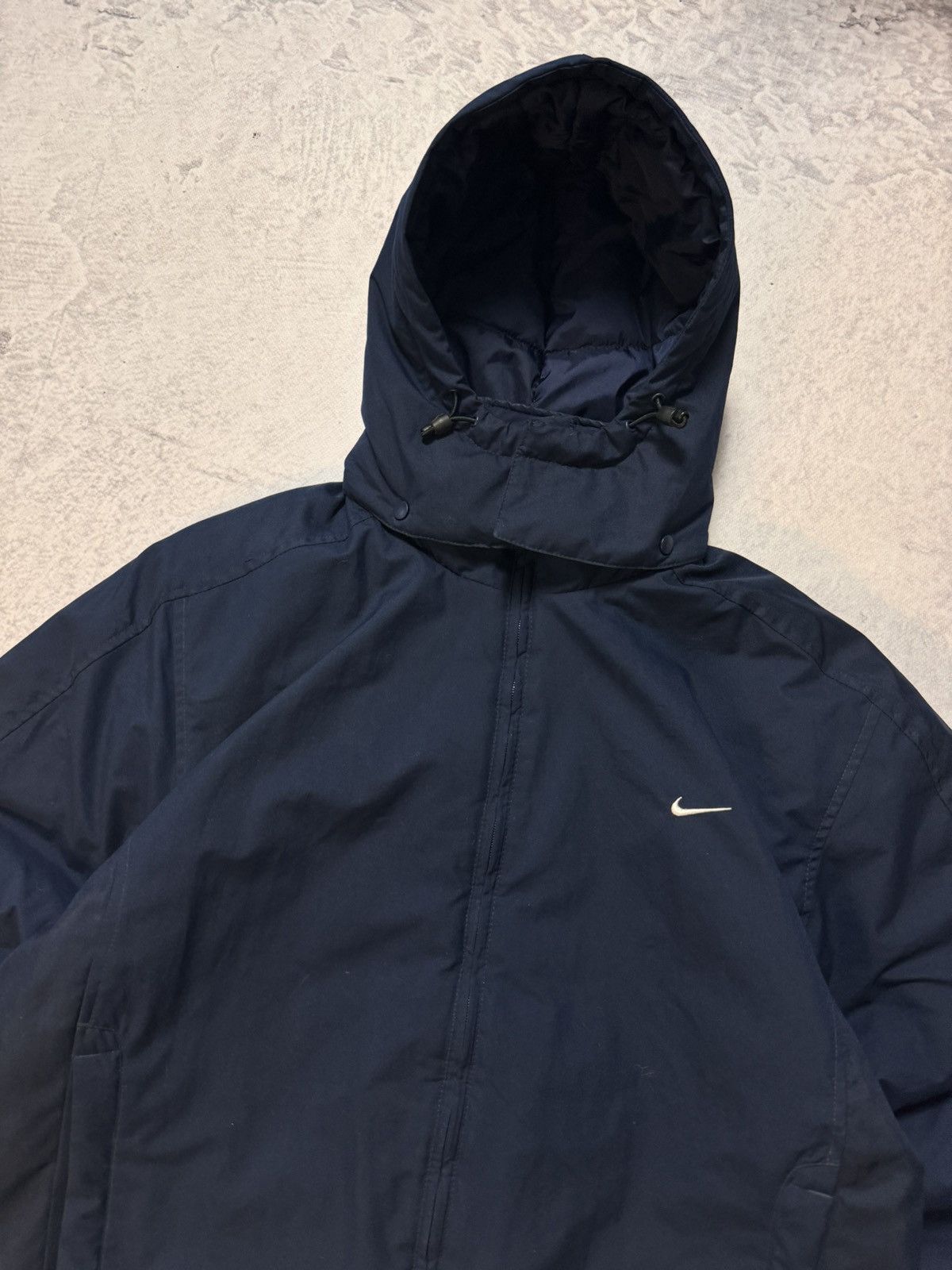 Nike × Vintage 00s Nike Vintage Drill Oversize Down Hooded Jacket Y2K Size US XL / EU 56 / 4 - 4 Thumbnail